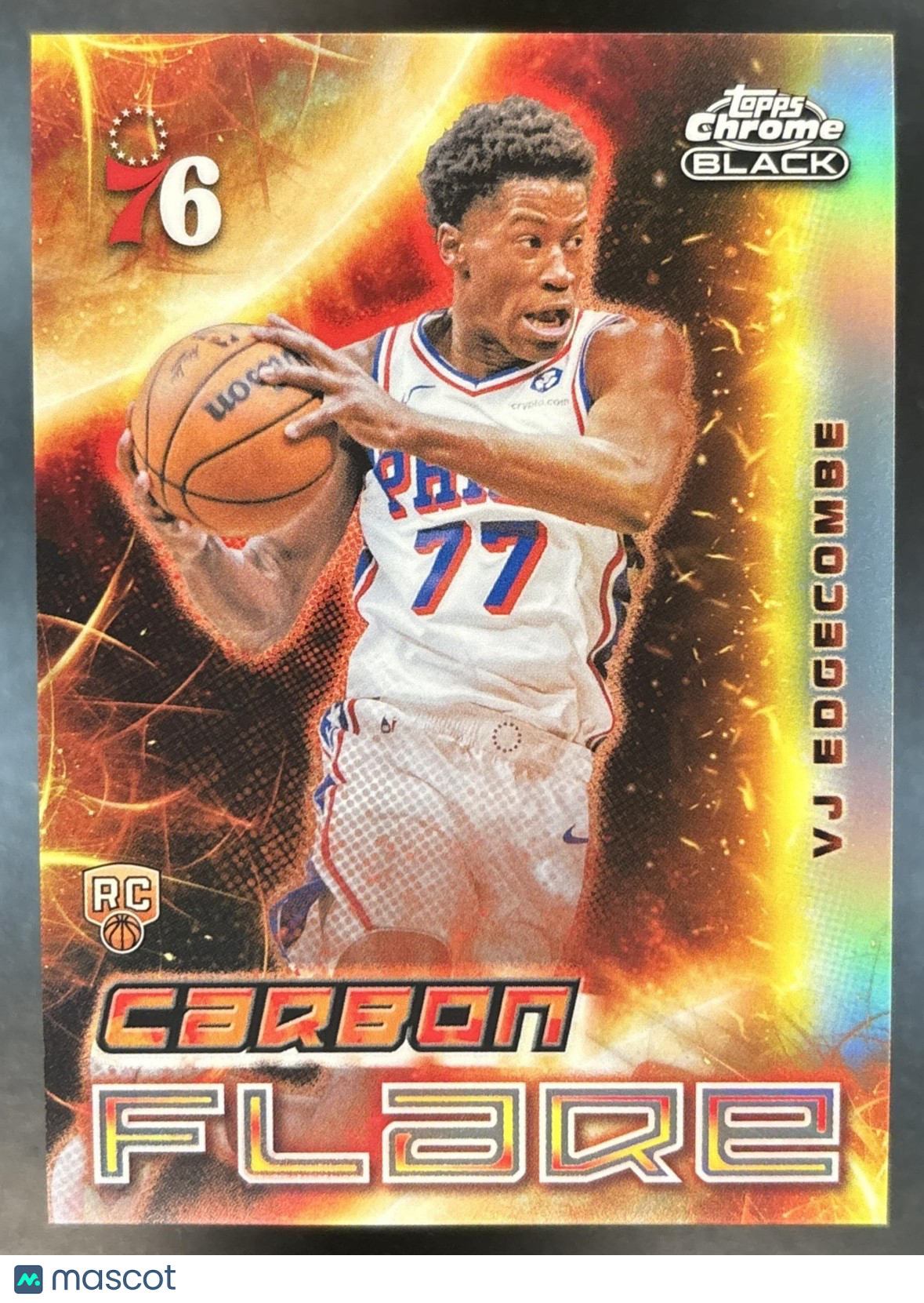 2025-26 Topps Chrome Black VJ Edgecombe Carbon Flare SP RC Philadelphia 76ers
