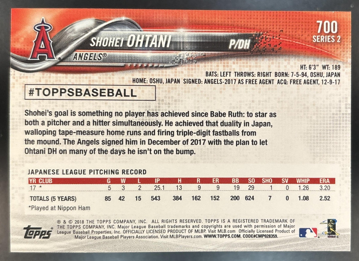 2018 Topps Shohei Ohtani #700 RC Los Angeles Angels