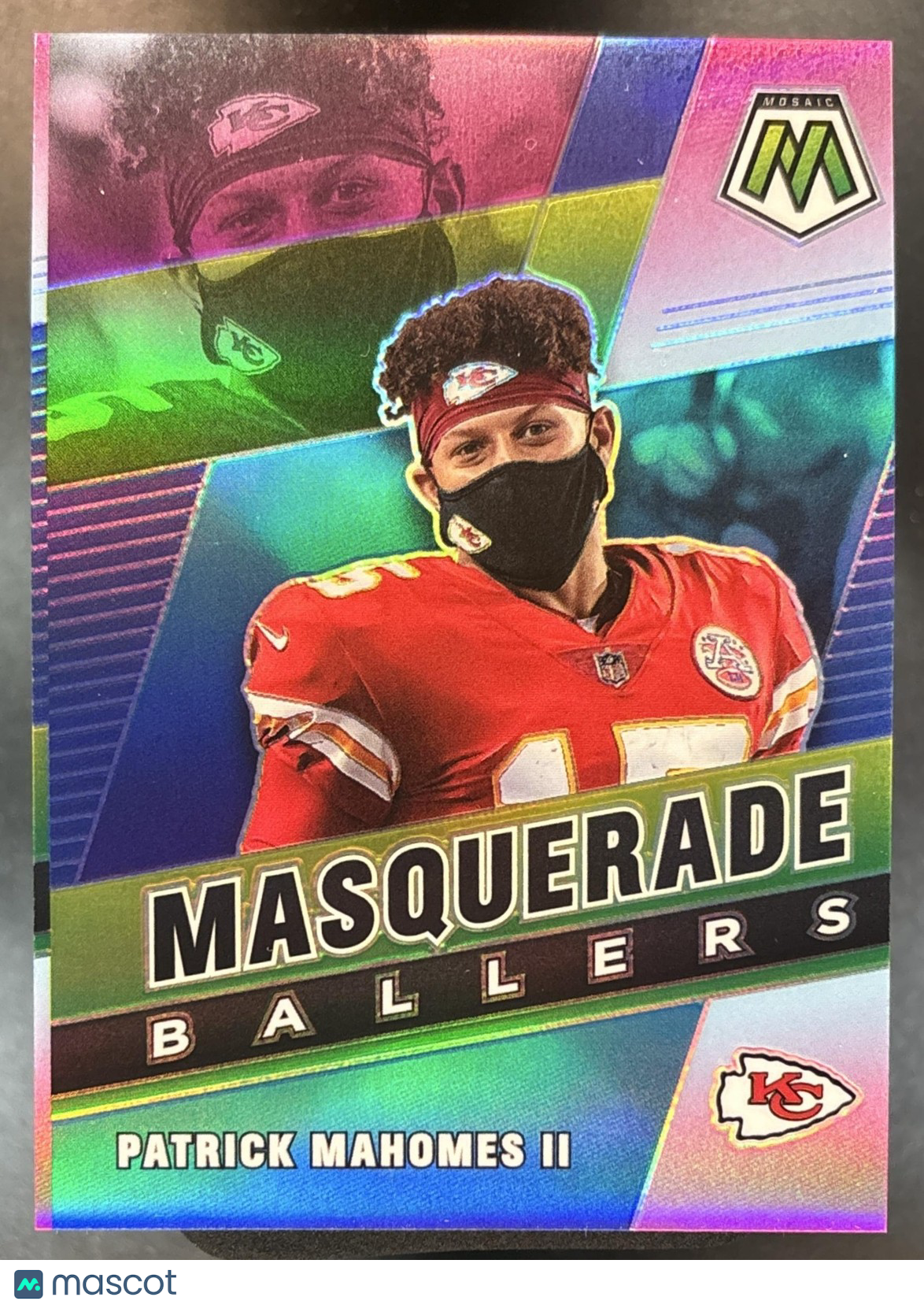 2021 Panini Mosaic Patrick Mahomes Masquerade Ballers #MB-16 Kansas City Chiefs