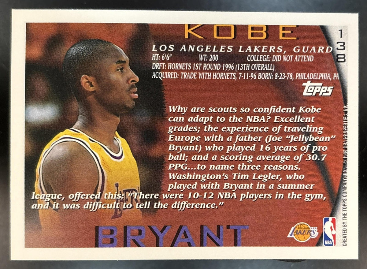 1996-97 Topps NBA 50th Anniversary Kobe Bryant #138 RC Los Angeles Lakers