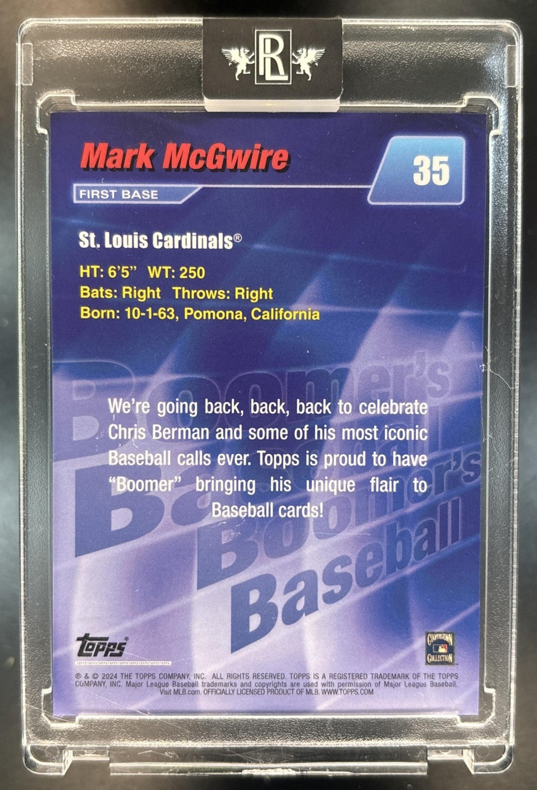 2024 Topps x Chris Berman: Boomer's Baseball Mark McGwire /25 Cardinals