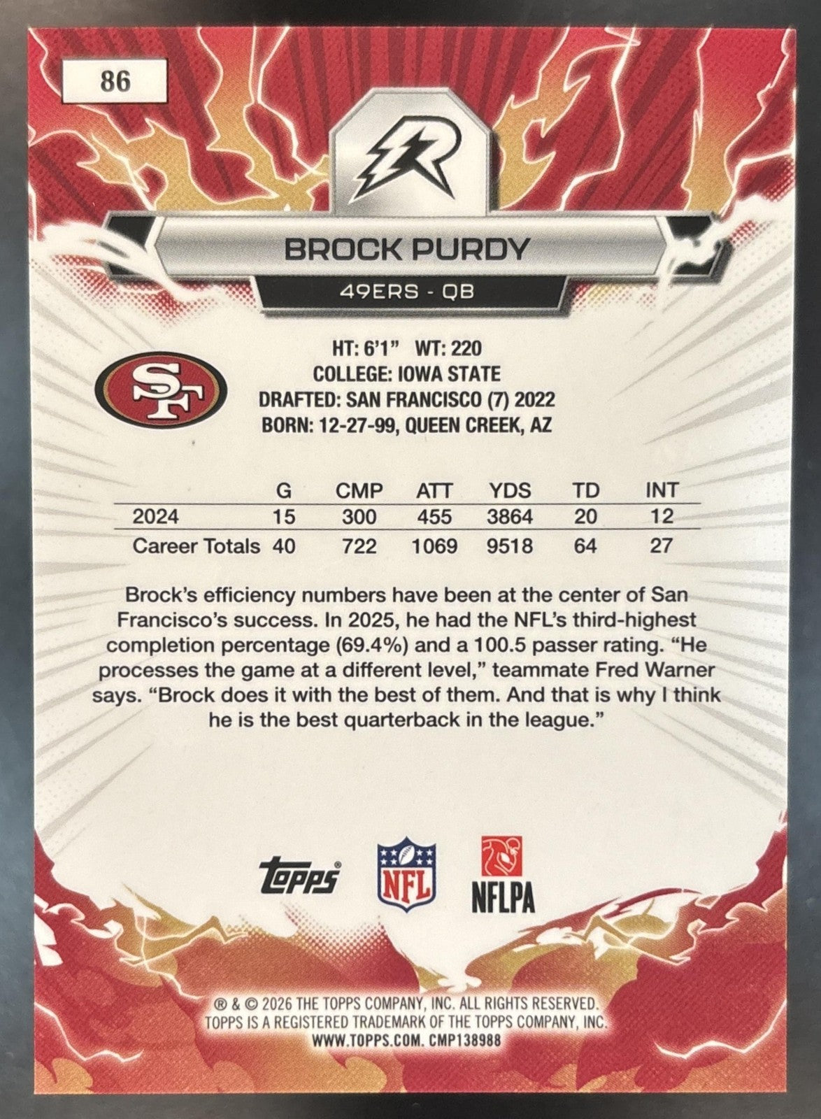 2025 Topps Resurgence Brock Purdy Lime Green Power Surge /15 San Francisco 49ers