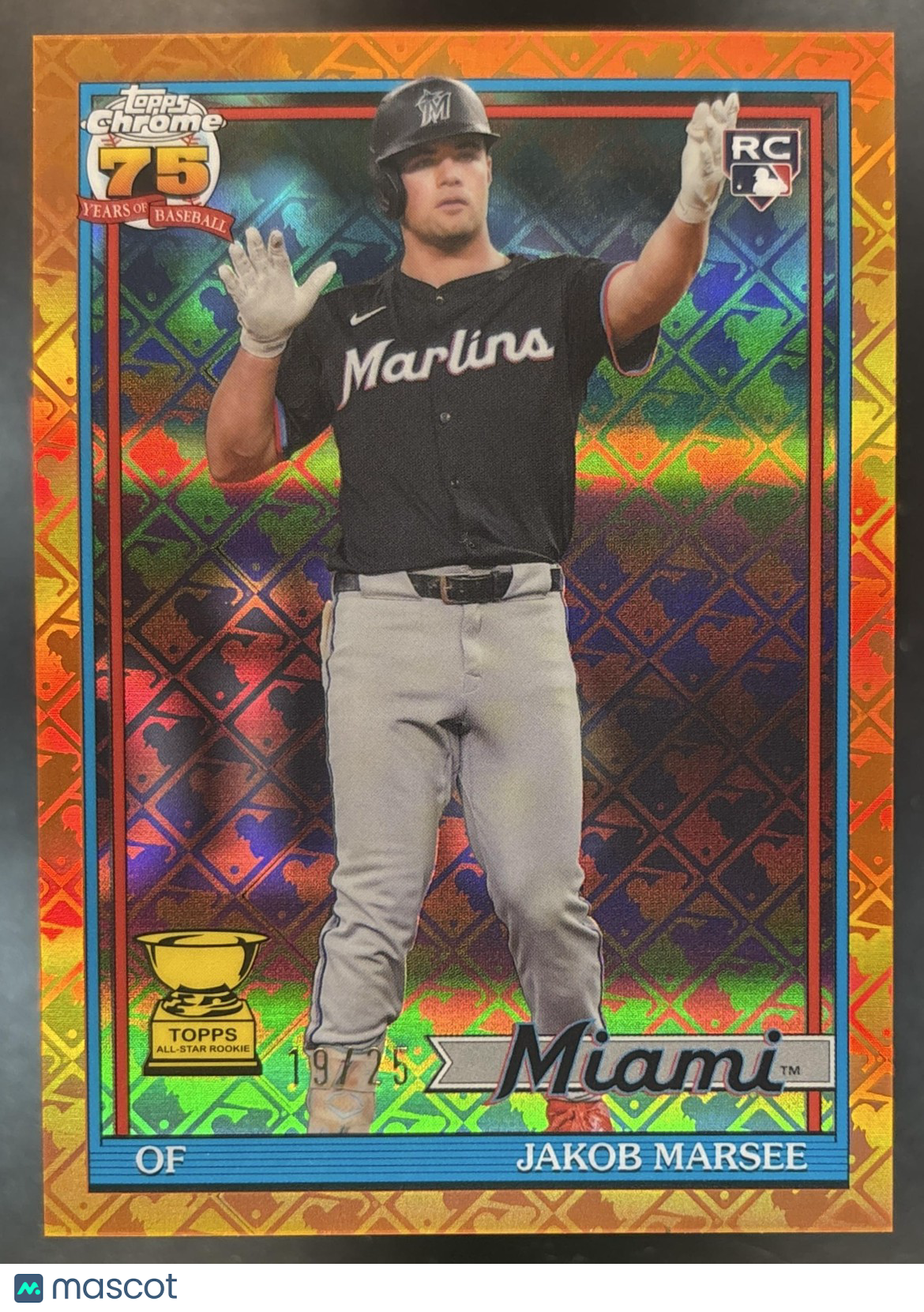 2026 Topps Chrome LogoFractor Jakob Marsee 1991 Orange /25 #91CB-28 RC Marlins