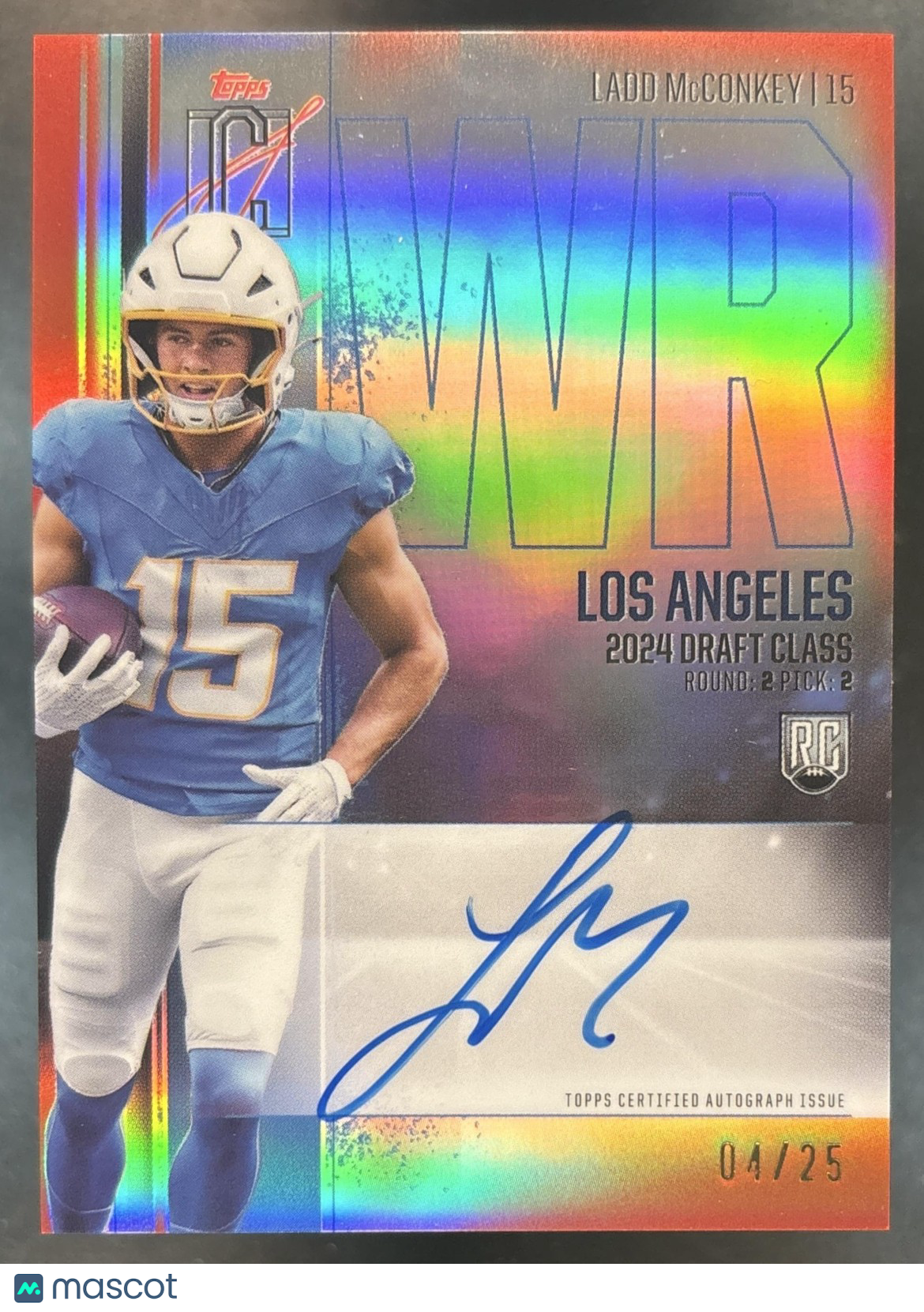 2024 Topps Signature Class Ladd McConkey Chrome Auto Red /25 RC Chargers