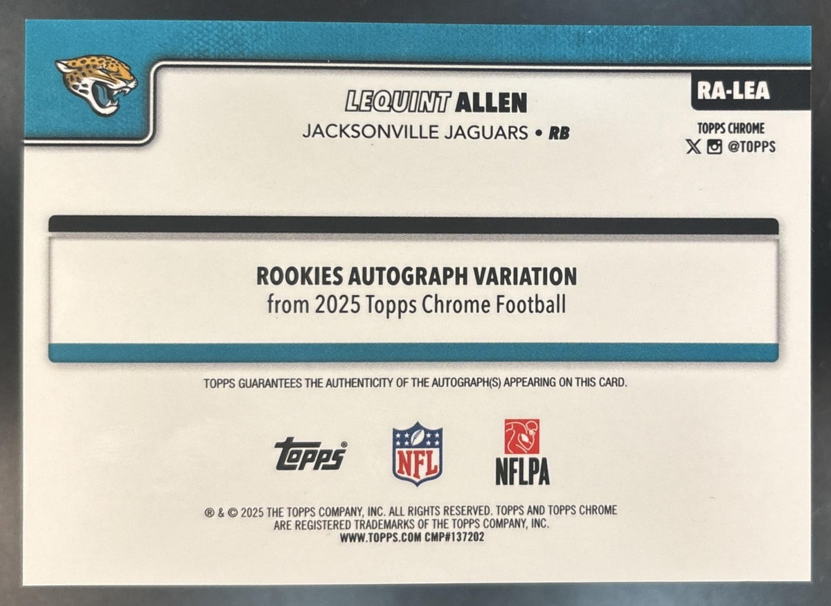 2025 Topps Chrome LeQuint Allen Auto Blue Lava /150 RC Jacksonville Jaguars