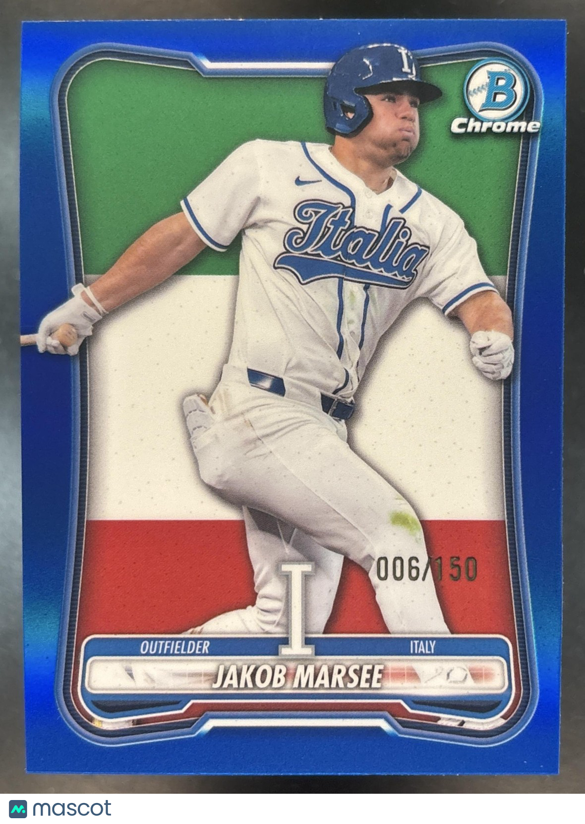 2026 Bowman Chrome Jakob Marsee WBC Flag Variation Blue Refractor /150 #WBC-6 RC