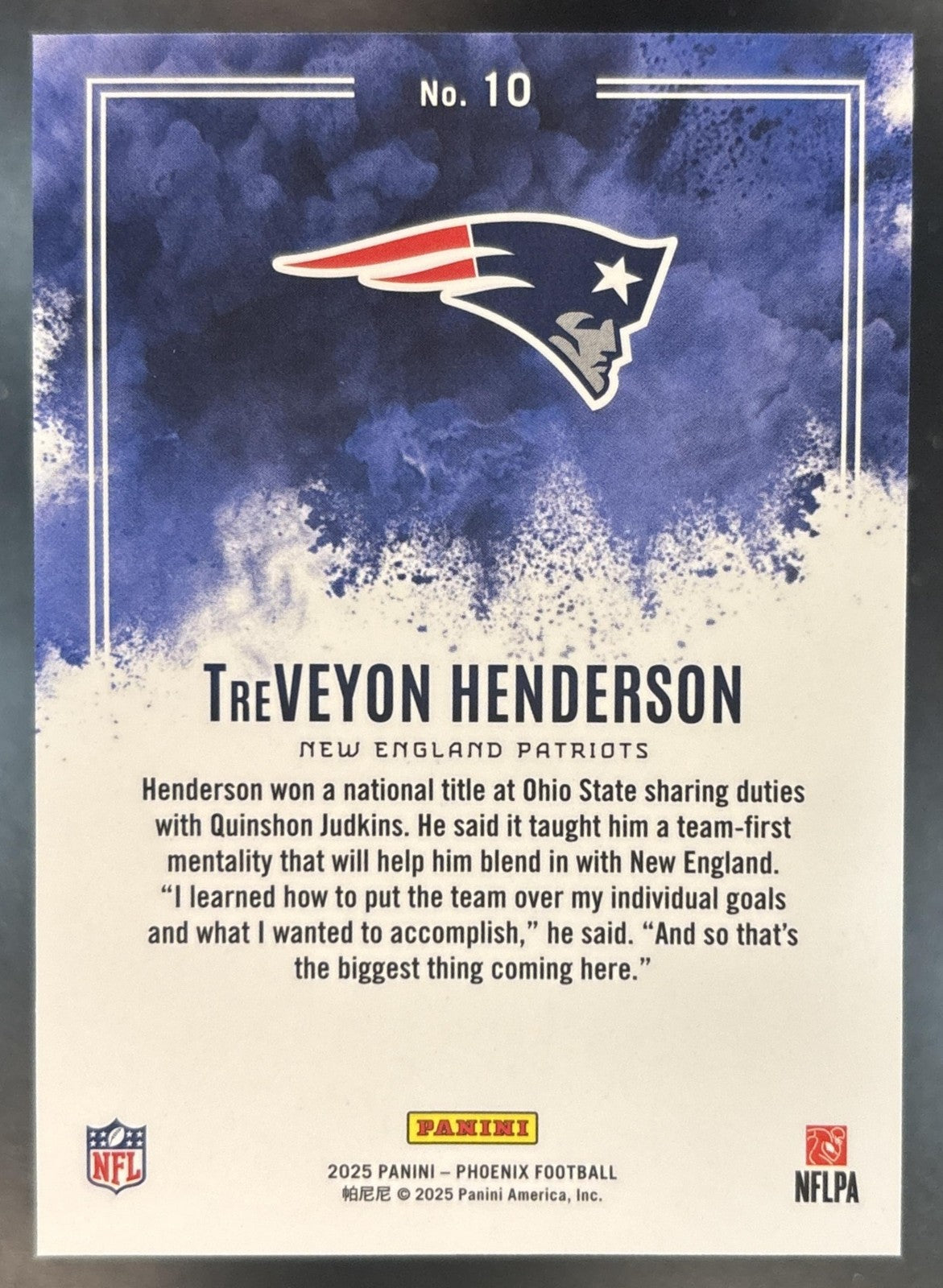 2025 Panini Phoenix TreVeyon Henderson Color Blast RC SSP New England Patriots