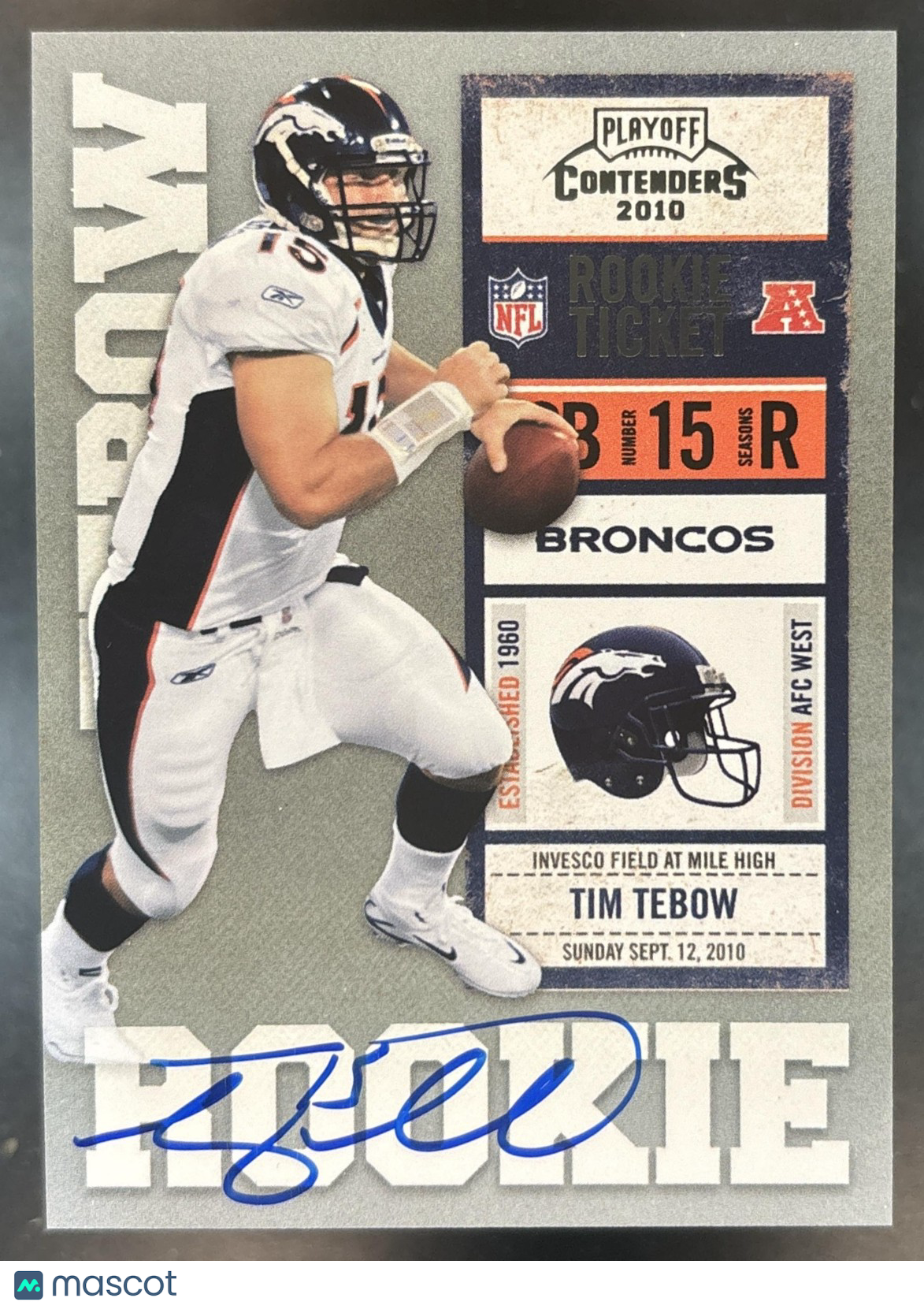 2010 Panini Playoff Contenders Tim Tebow WHITE JERSEY #234RC Auto Denver Broncos