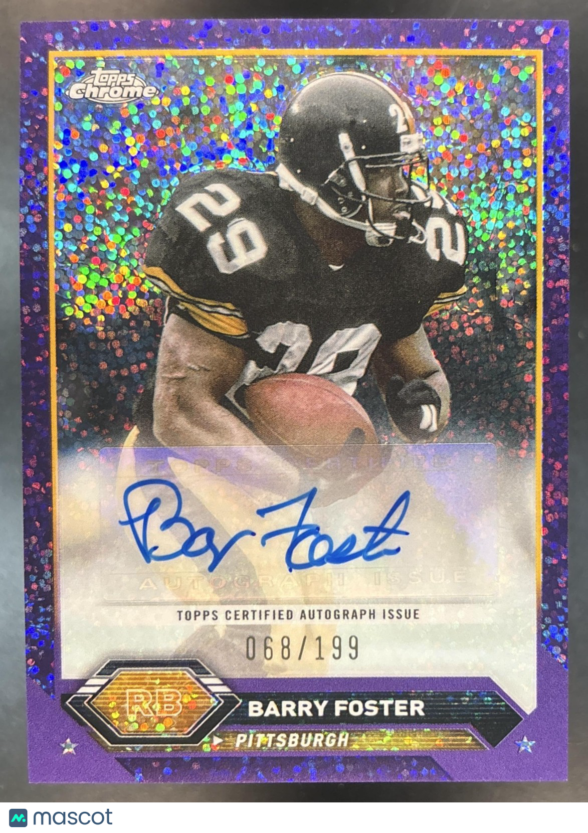2023 Topps Composite Barry Foster Chrome Auto Purple Speckle /199 Steelers