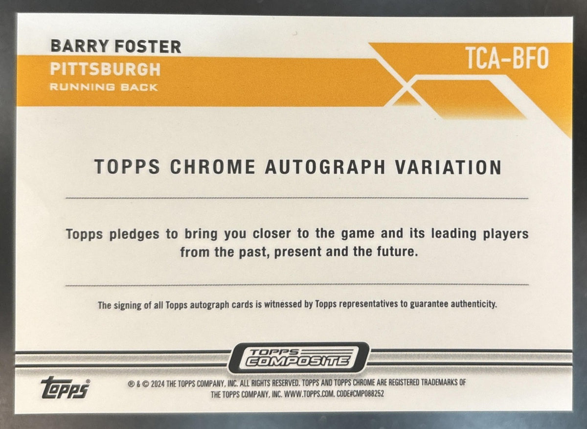 2023 Topps Composite Barry Foster Chrome Auto Purple Speckle /199 Steelers