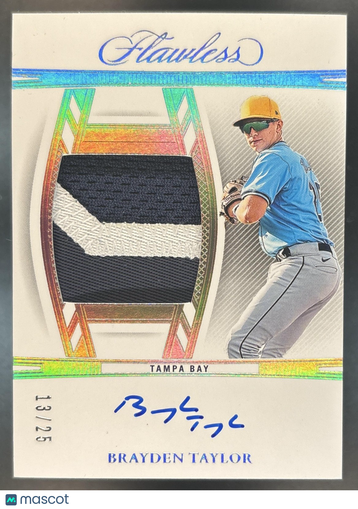 2024 Panini Flawless Brayden Taylor Draft Patch Auto /25 #DPA-BT Tampa Bay Rays