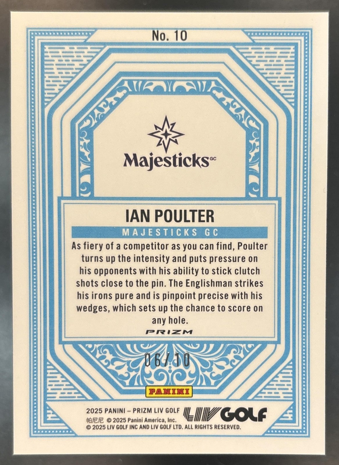 2025 Panini Prizm LIV Ian Poulter Aces Gold /10 #10 Majesticks GC