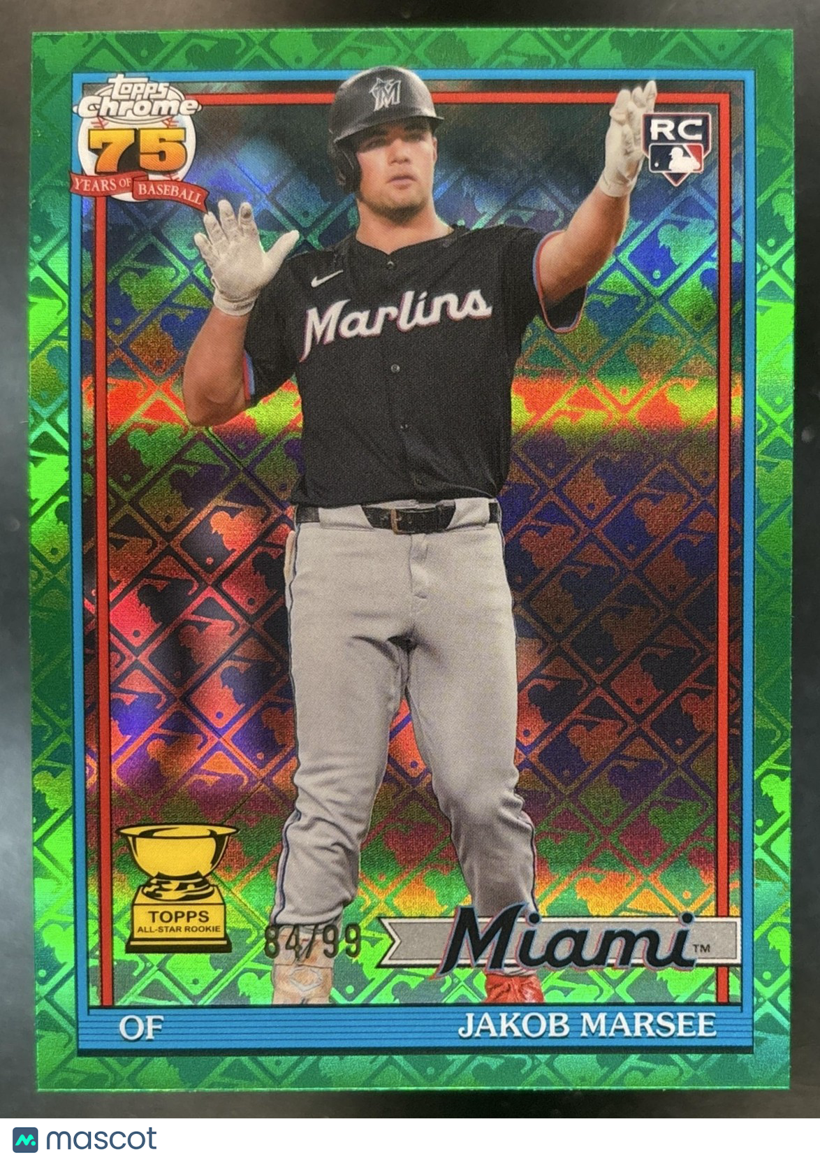 2026 Topps Chrome LogoFractor Jakob Marsee 1991 Green /99 #91CB-28 RC Marlins