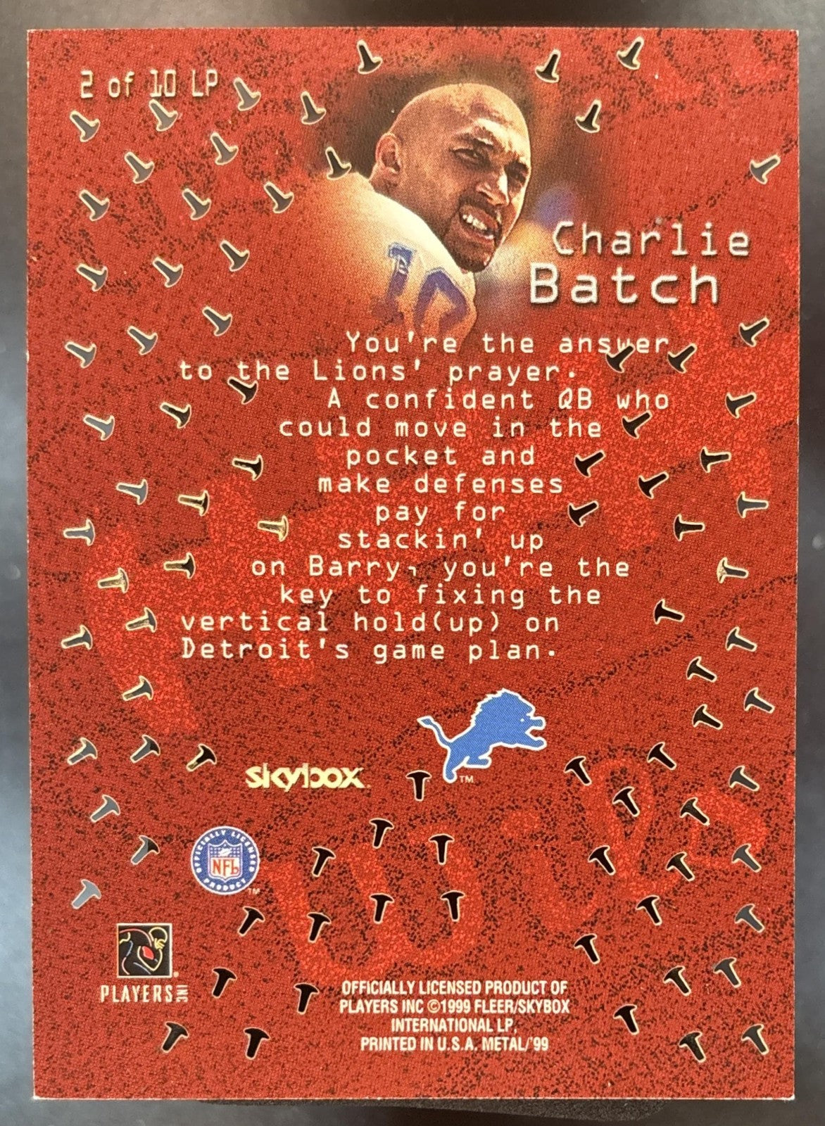 1999 Skybox Metal Universe Charlie Batch Linchpins #2 LP Detroit Lions