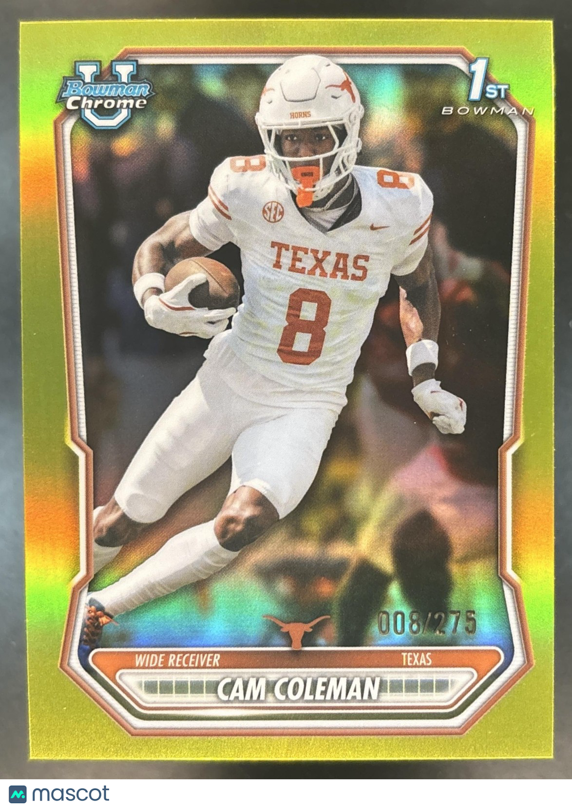 2026 Bowman Cam Coleman Chrome Yellow /275 #BCP-14 1st Prospect Texas Longhorns