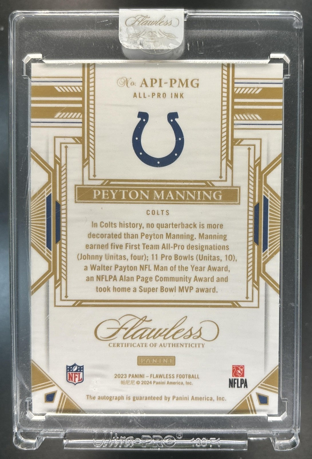 2023 Flawless Peyton Manning All Pro Ink Auto /15 Indianapolis Colts