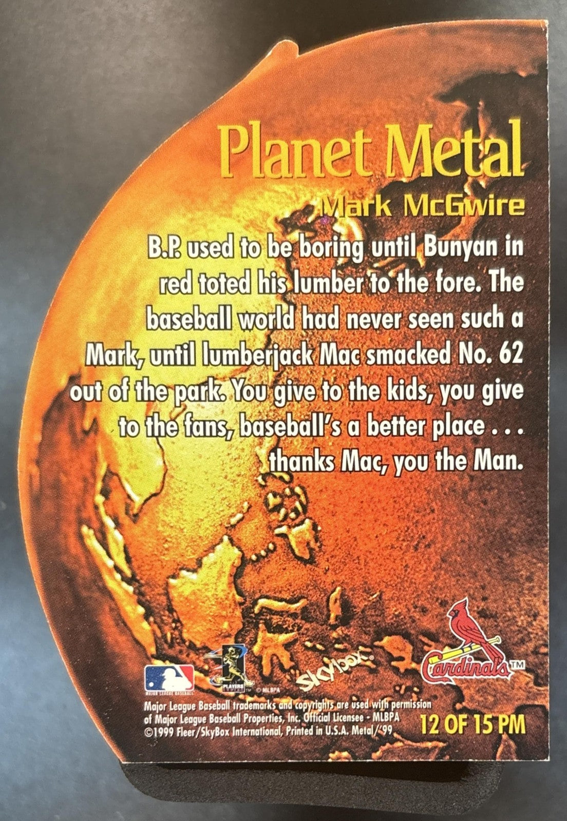 1999 Skybox Metal Universe Mark McGwire Planet #12 PM St. Louis Cardinals