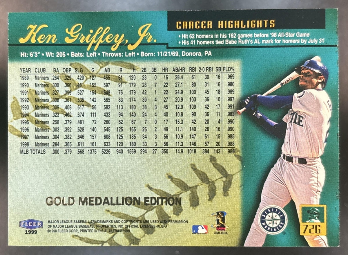 1999 Fleer Ultra Ken Griffey Jr. Gold Medallion #72G Seattle Mariners