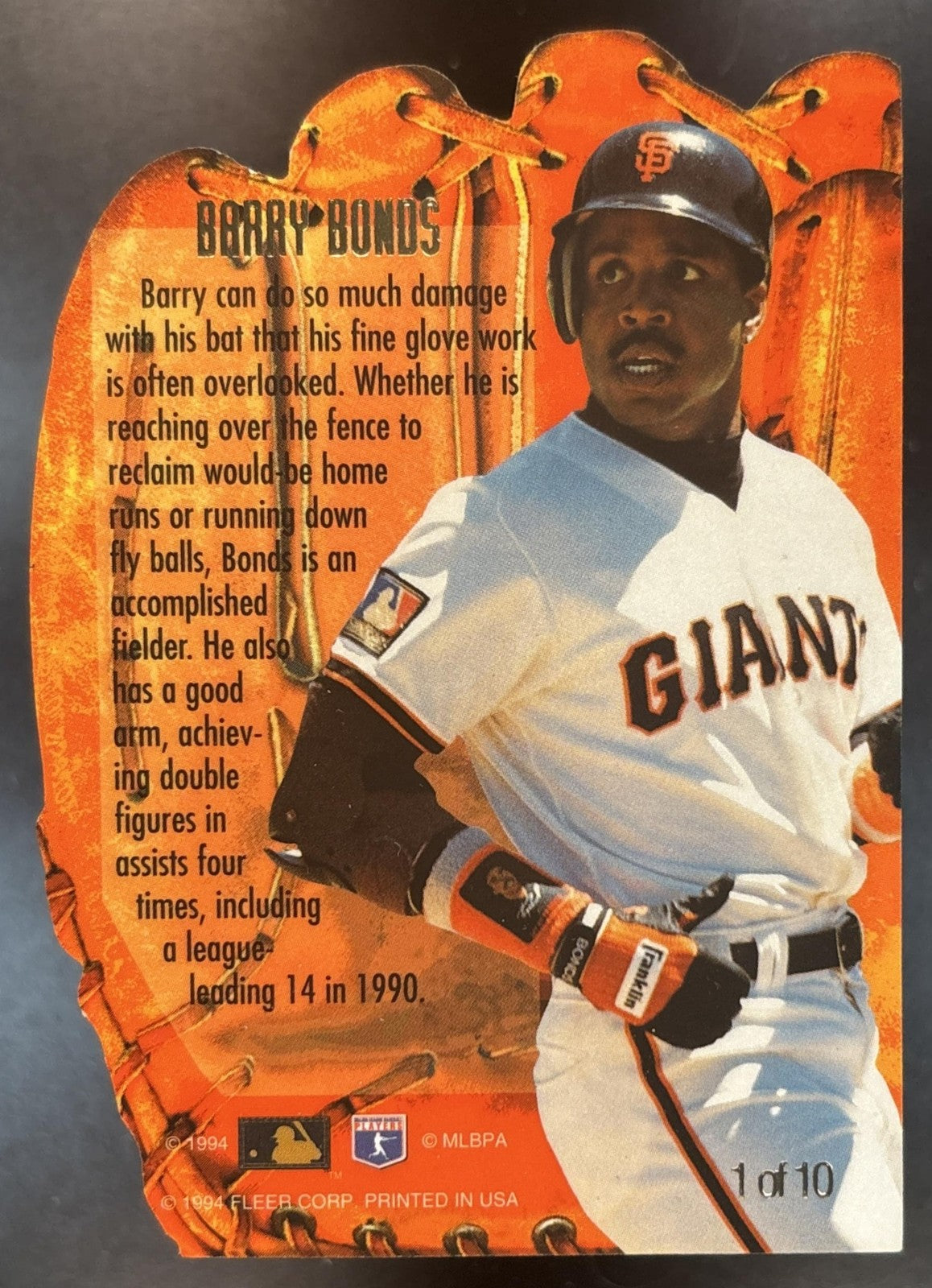 1994 Fleer Flair Barry Bonds Hot Gloves #1 San Francisco Giants