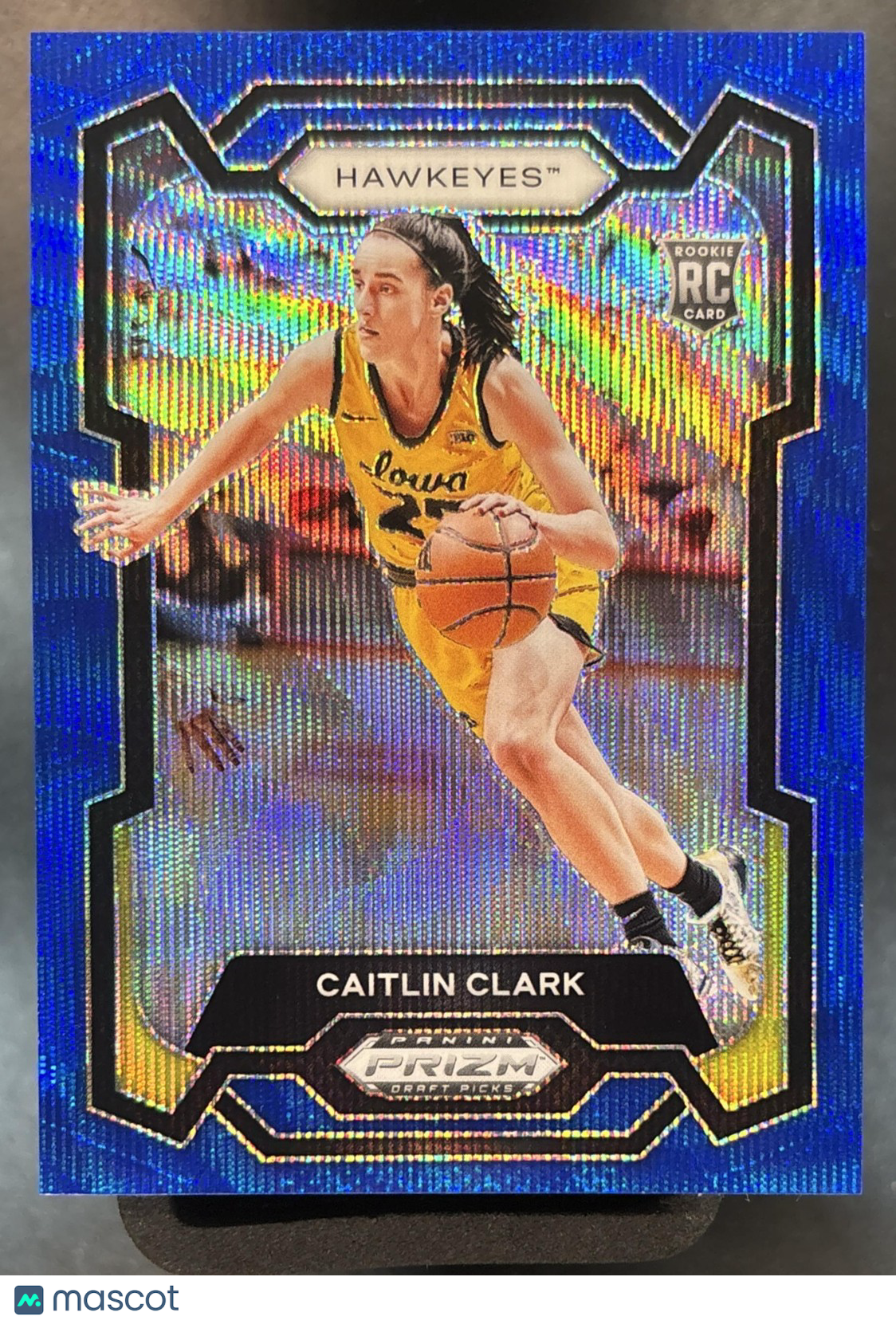 2024 Prizm Draft Picks Collegiate Caitlin Clark Blue Wave /249 #57 RC Hawkeyes