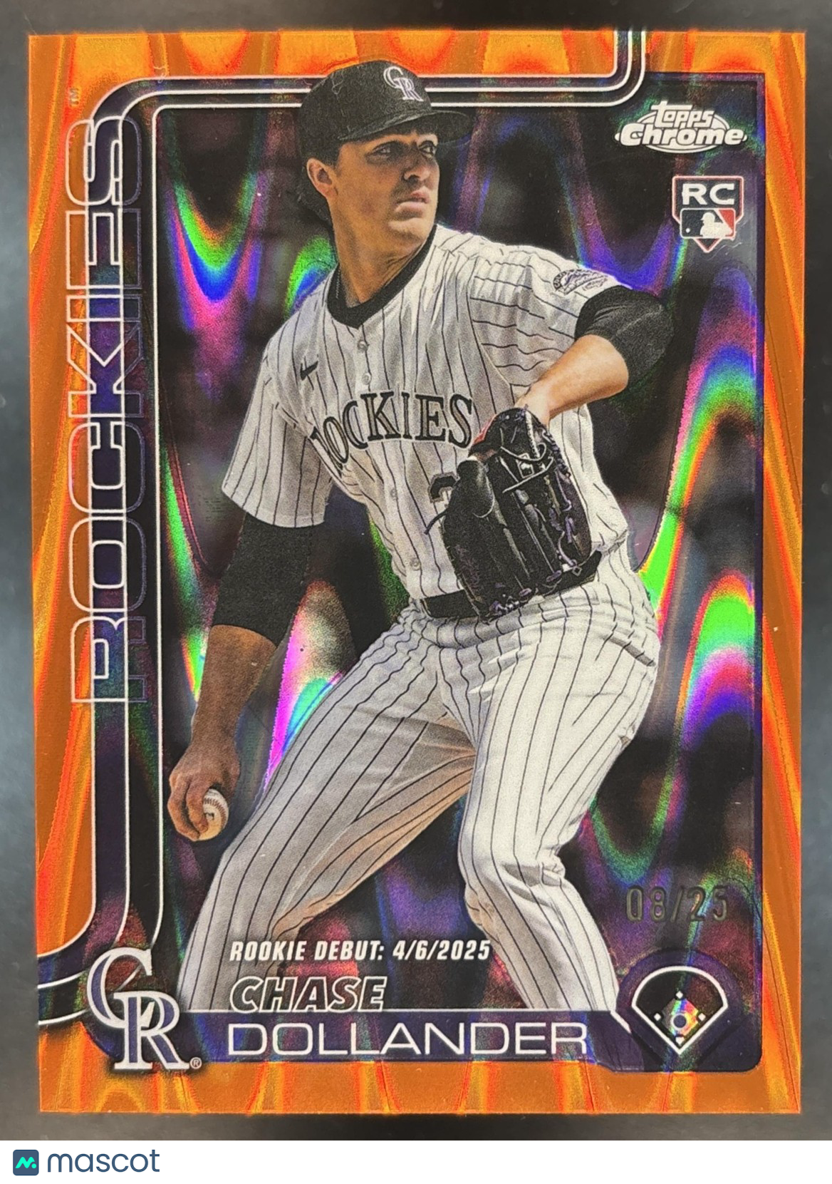 2025 Topps Chrome Update Chase Dollander Orange RayWave /25 #USC175 RC Rockies