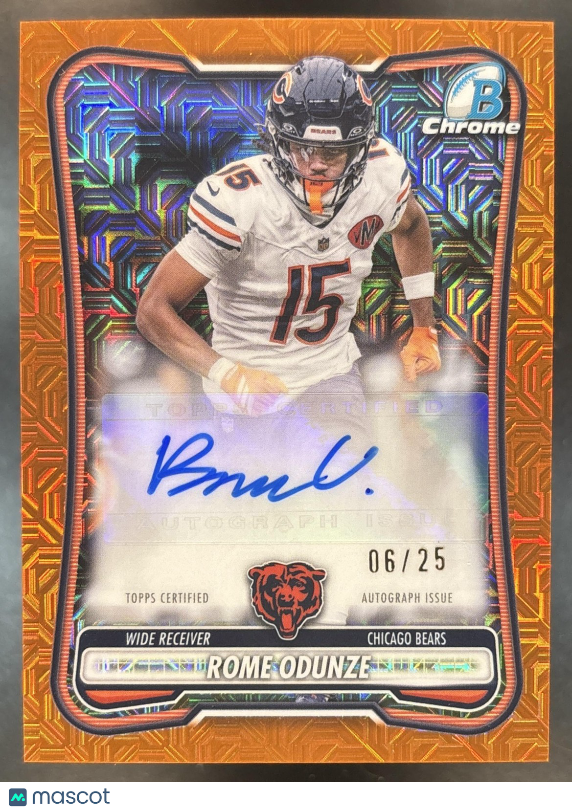 2026 Bowman Rome Odunze Chrome Auto Orange Mojo /25 #BCA-RO Chicago Bears