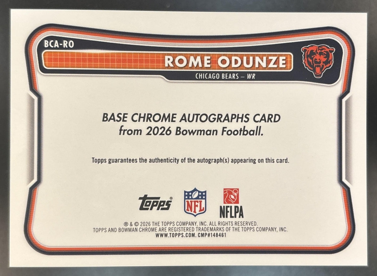 2026 Bowman Rome Odunze Chrome Auto Orange Mojo /25 #BCA-RO Chicago Bears
