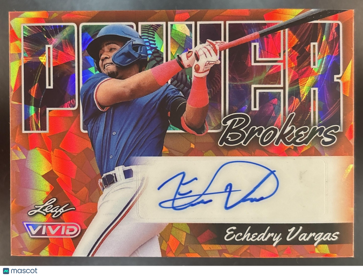2024 Leaf Vivid Echedry Vargas Power Brokers Auto Orange 3/3 Texas Rangers