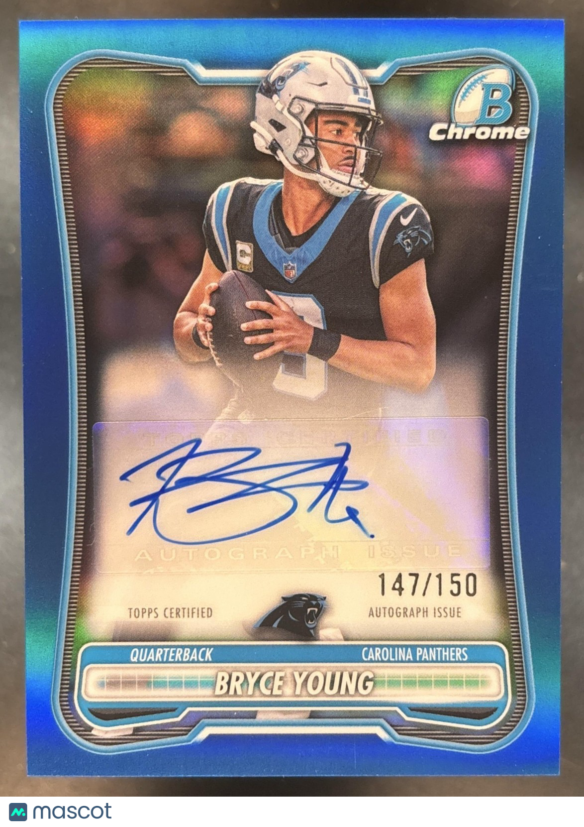 2026 Bowman Bryce Young Chrome Auto Blue /150 #BCA-BY Carolina Panthers