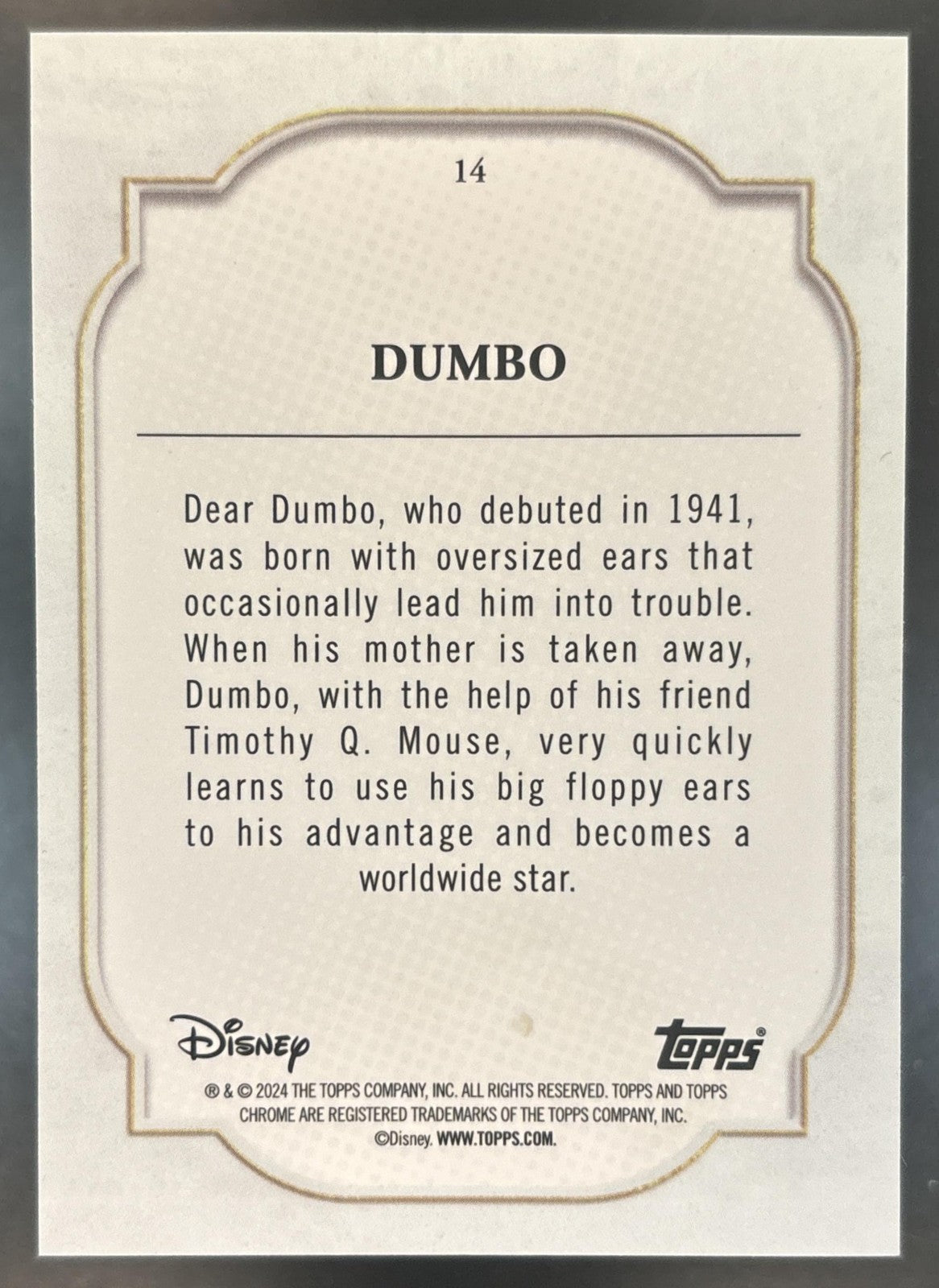2024 Topps Chrome Disney Dumbo Black and White Speckle /101 #14