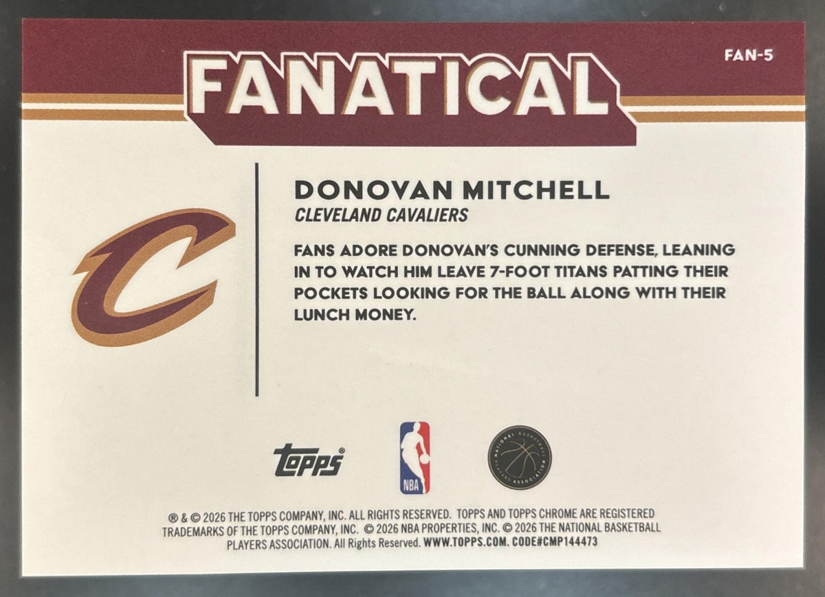 2025-26 Topps Chrome Update Donovan Mitchell Fanatical Cleveland Cavaliers