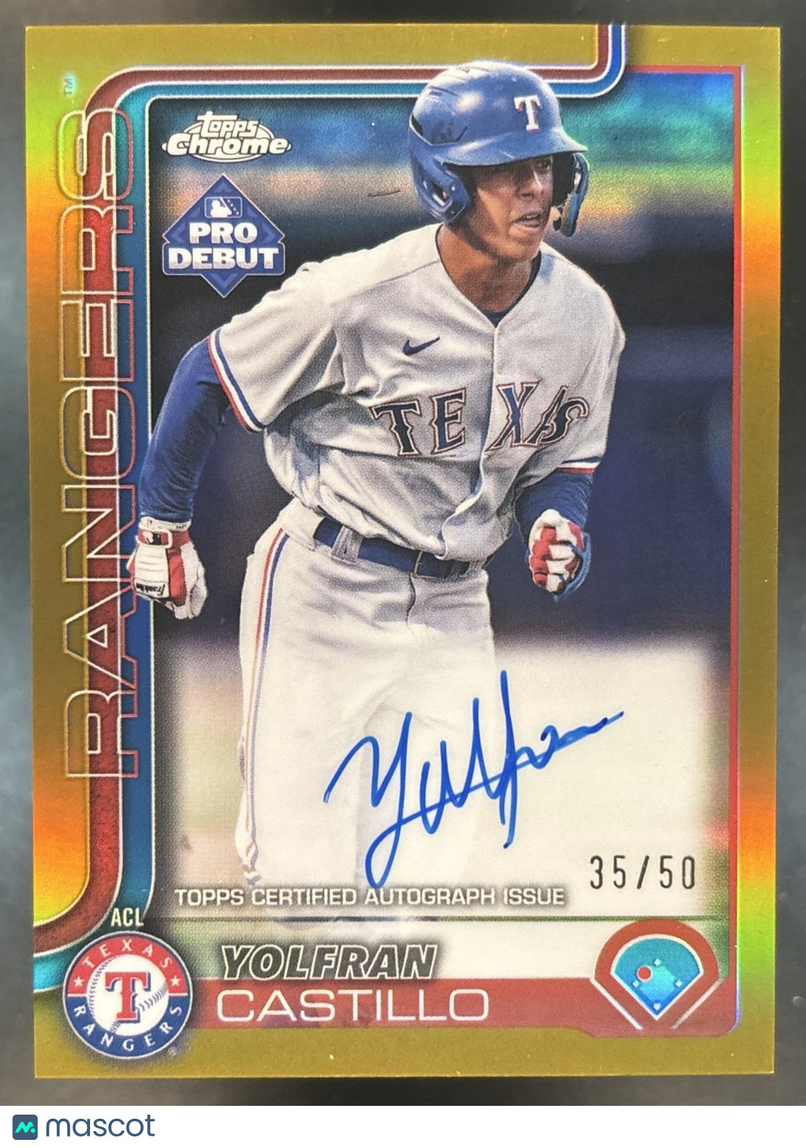2025 Topps Pro Debut Yolfran Castillo Chrome Auto Gold /50 #PDC-51 ACL Rangers