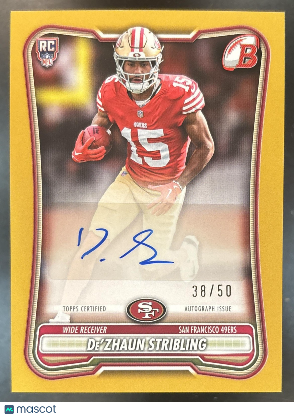 2026 Bowman De'Zhaun Stribling Paper Auto Gold /50 RC San Francisco 49ers
