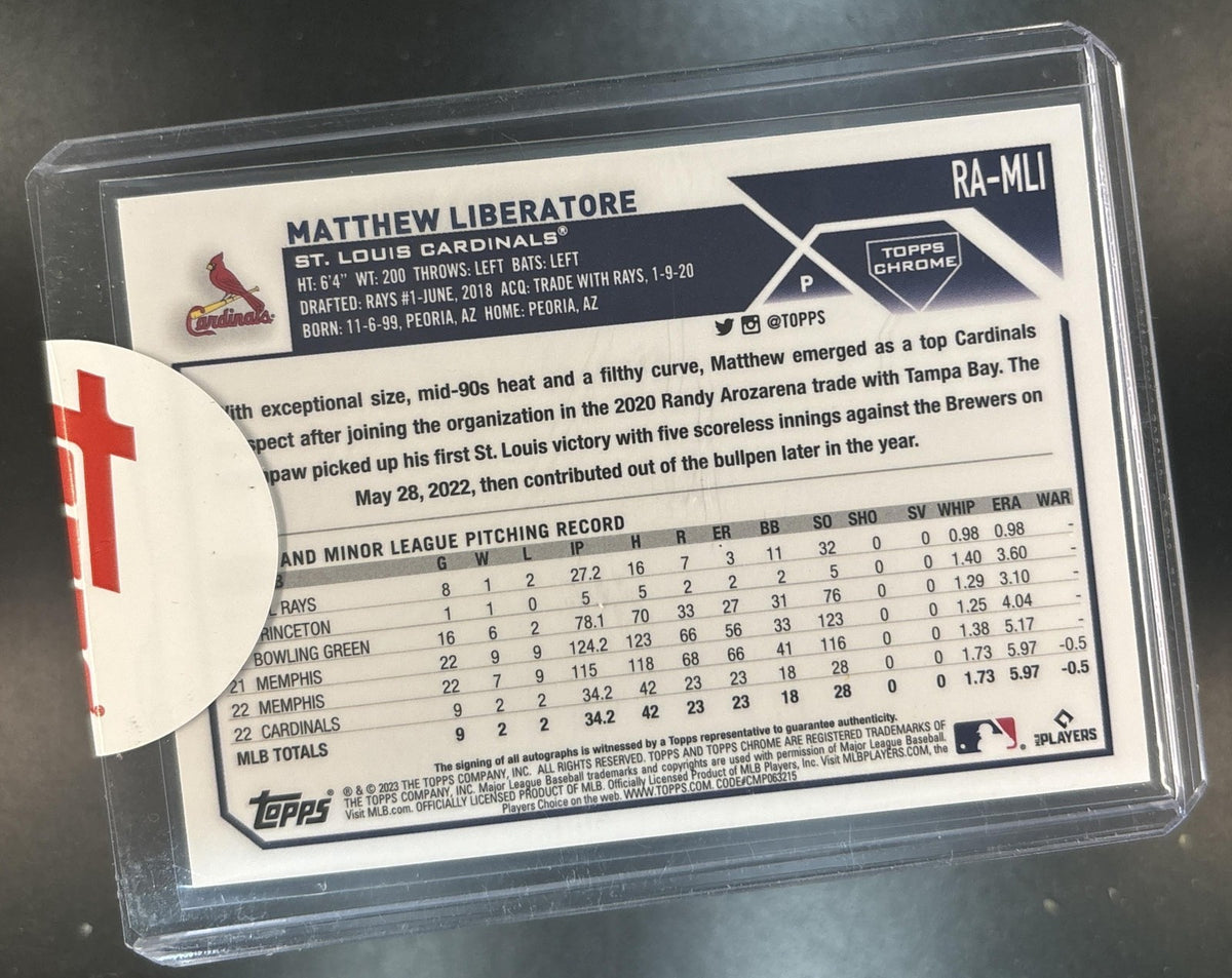 2023 Topps Chrome Matthew Liberatore Auto Purple /250 RC St. Louis Cardinals