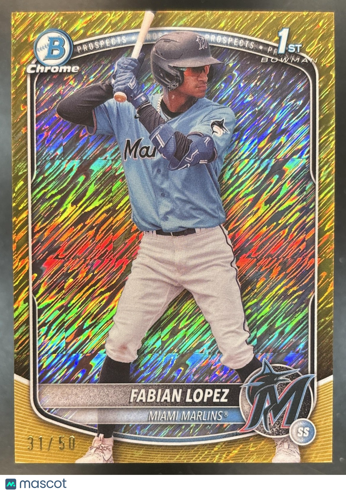 2025 Bowman Fabian Lopez Chrome Gold Shimmer /50 #BCP-19 1st Prospect Marlins