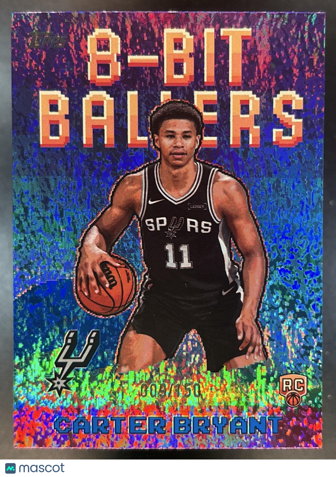 2025-26 Topps Carter Bryant 8-Bit Ballers Blue Holo /150 RC San Antonio Spurs