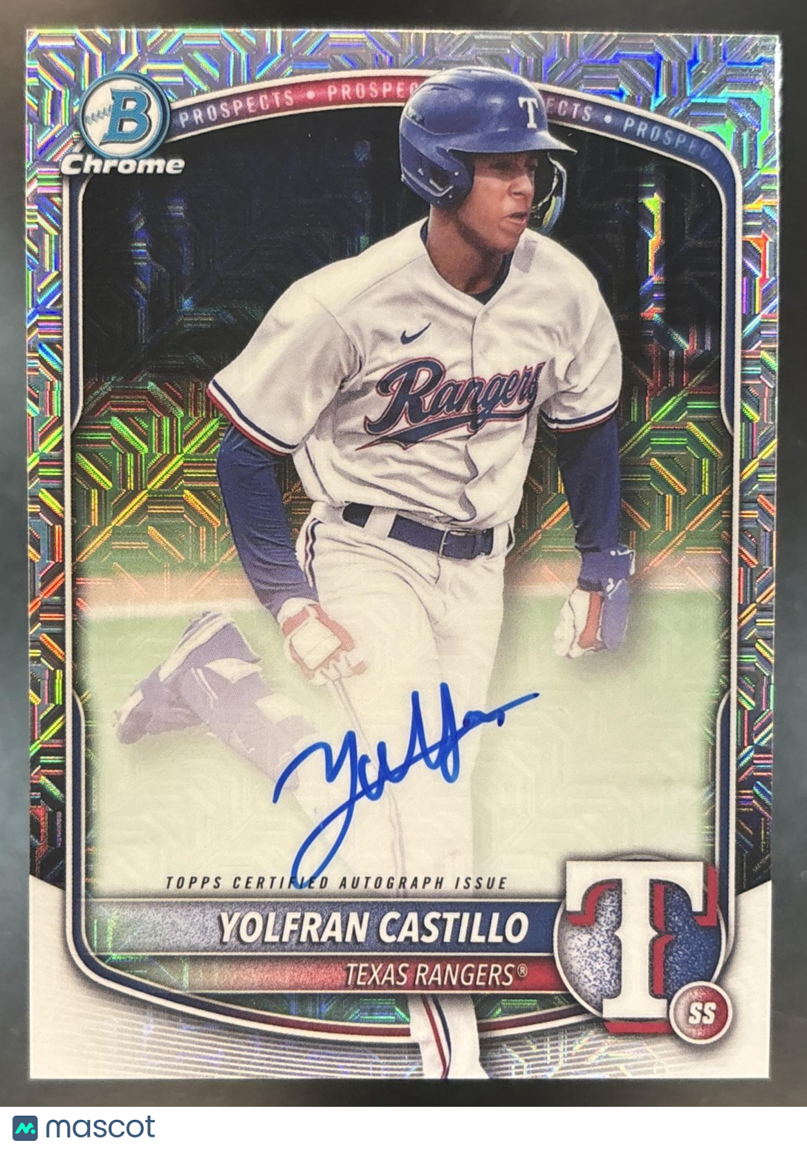 2025 Bowman Yolfran Castillo Chrome Prospect Auto Mega Box Refractor Rangers