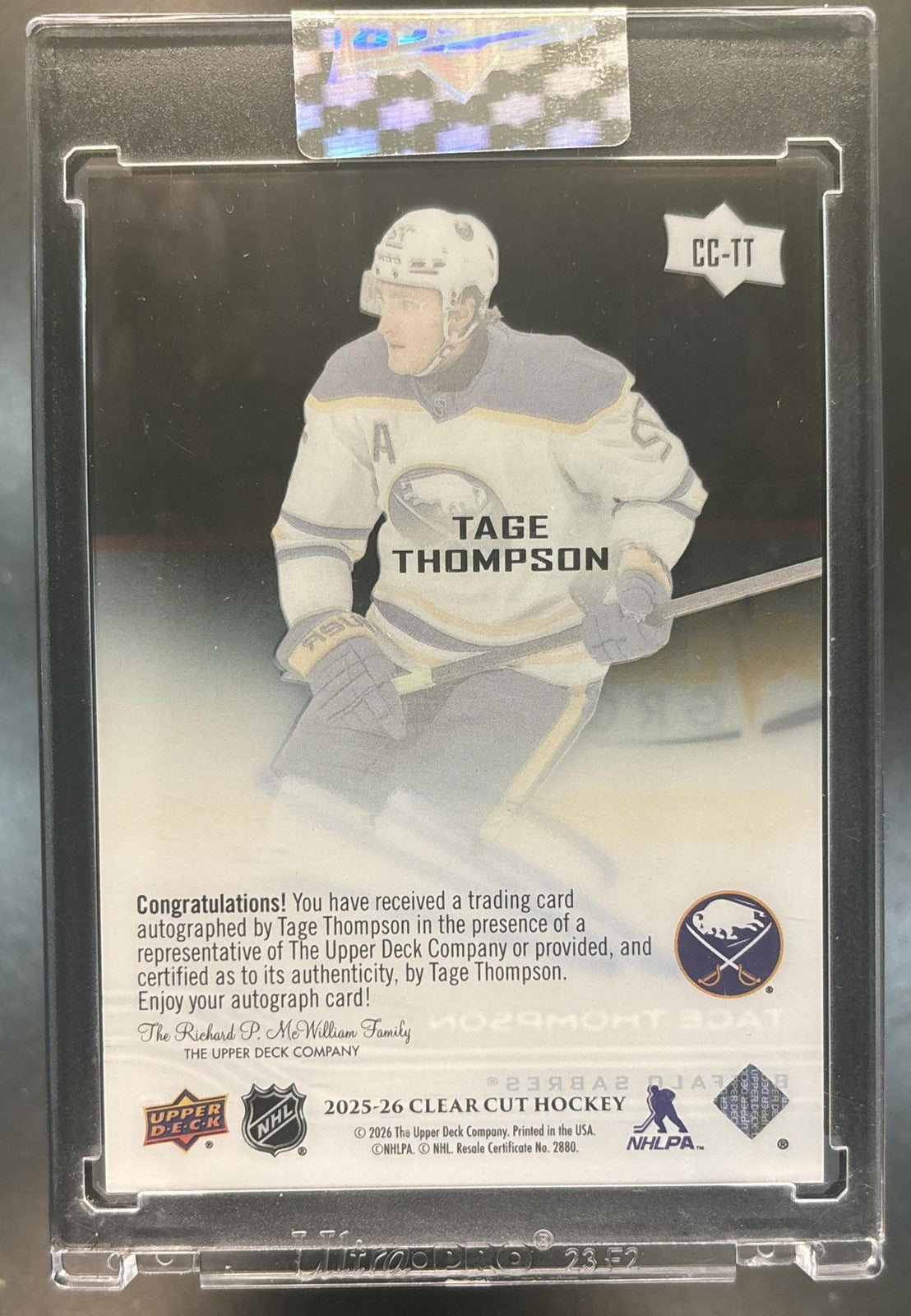 2025-26 Upper Deck Clear Cut Tage Thompson #CC-TT Auto Buffalo Sabres