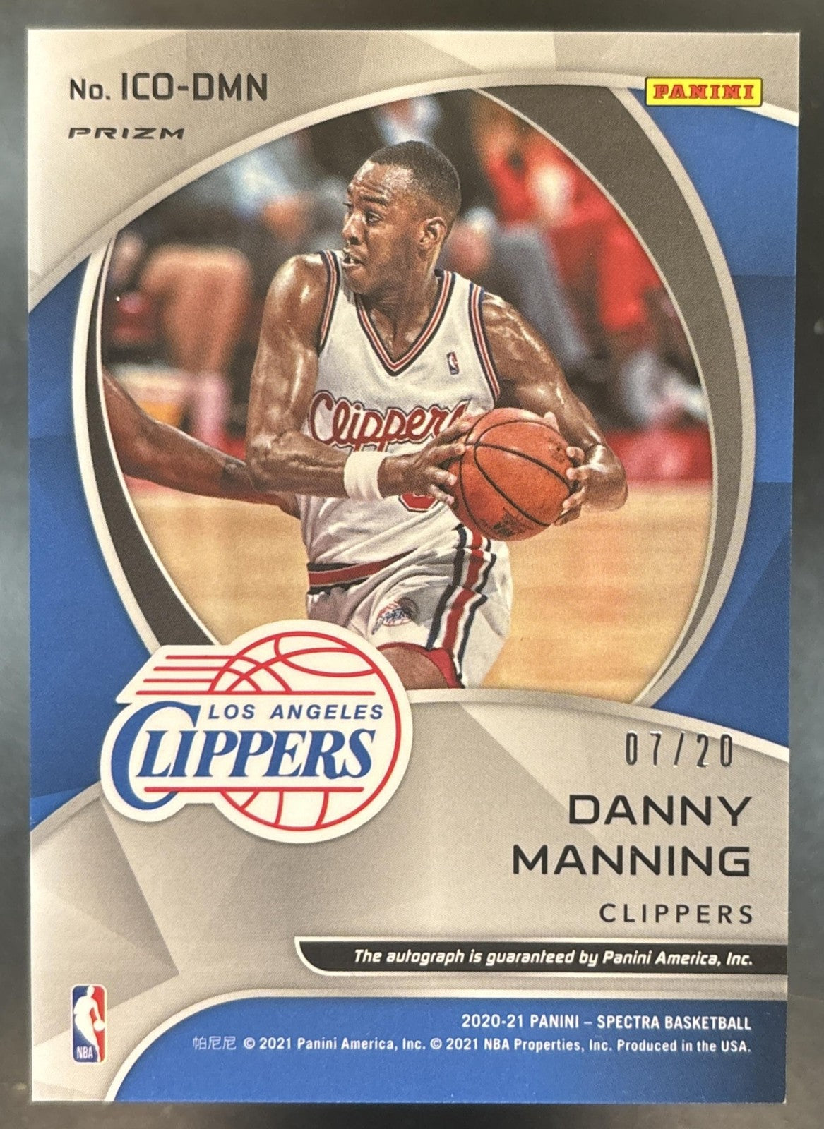 2020-21 Panini Spectra Danny Manning Icons Auto Astral /20 Los Angeles Clippers