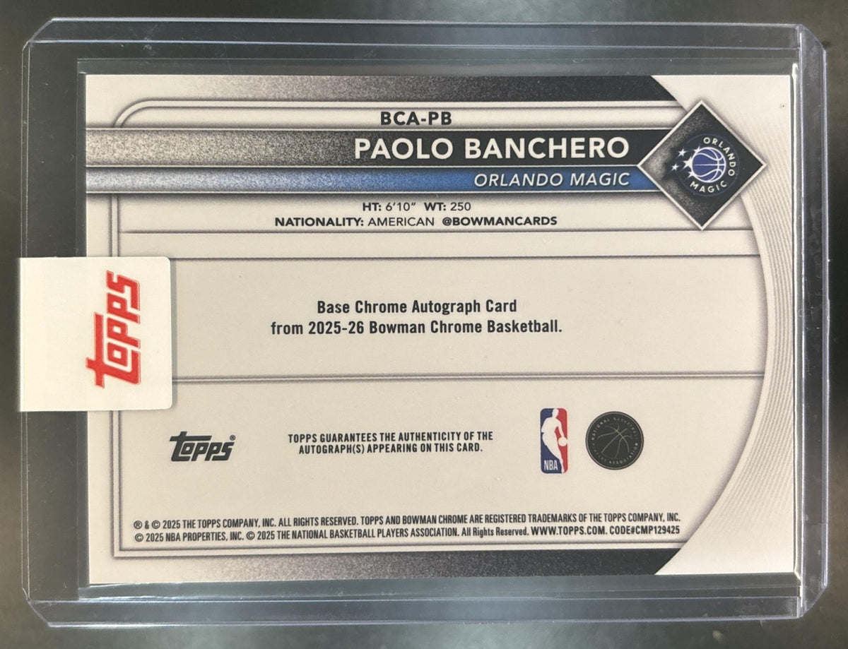 2025-26 Bowman Paolo Banchero Chrome Auto Black /10 #BCA-PB Orlando Magic