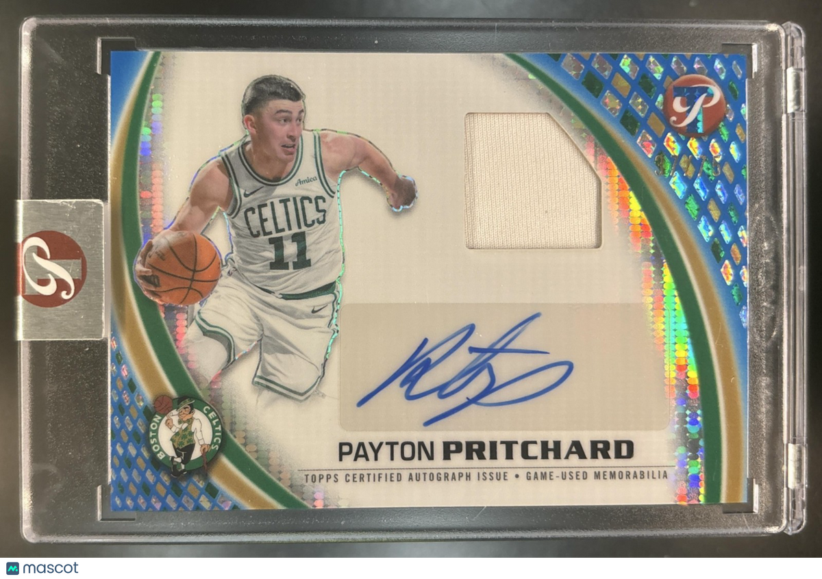 2025-26 Topps Pristine Payton Pritchard Pieces Auto Relics Blue /75 MEM Celtics