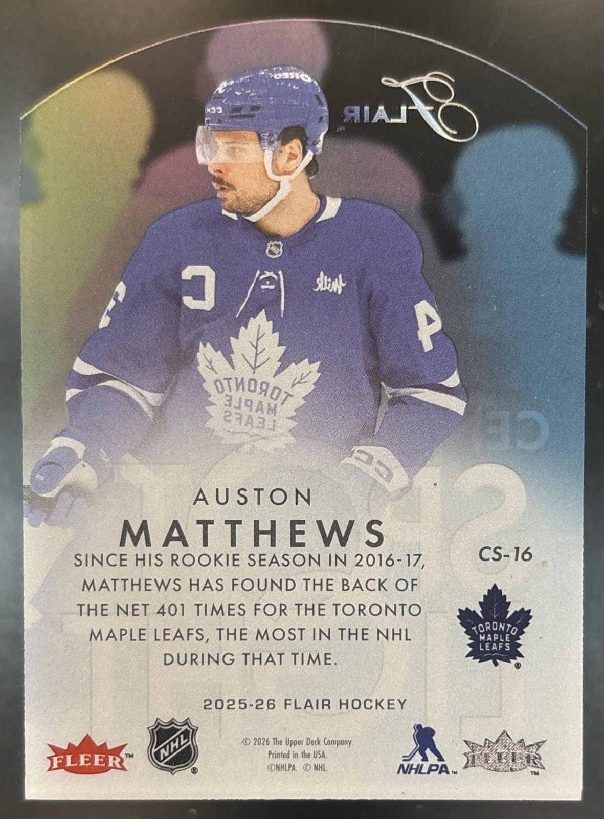 2025-26 Upper Deck Fleer Flair Auston Matthews Center Spotlights Maple Leafs