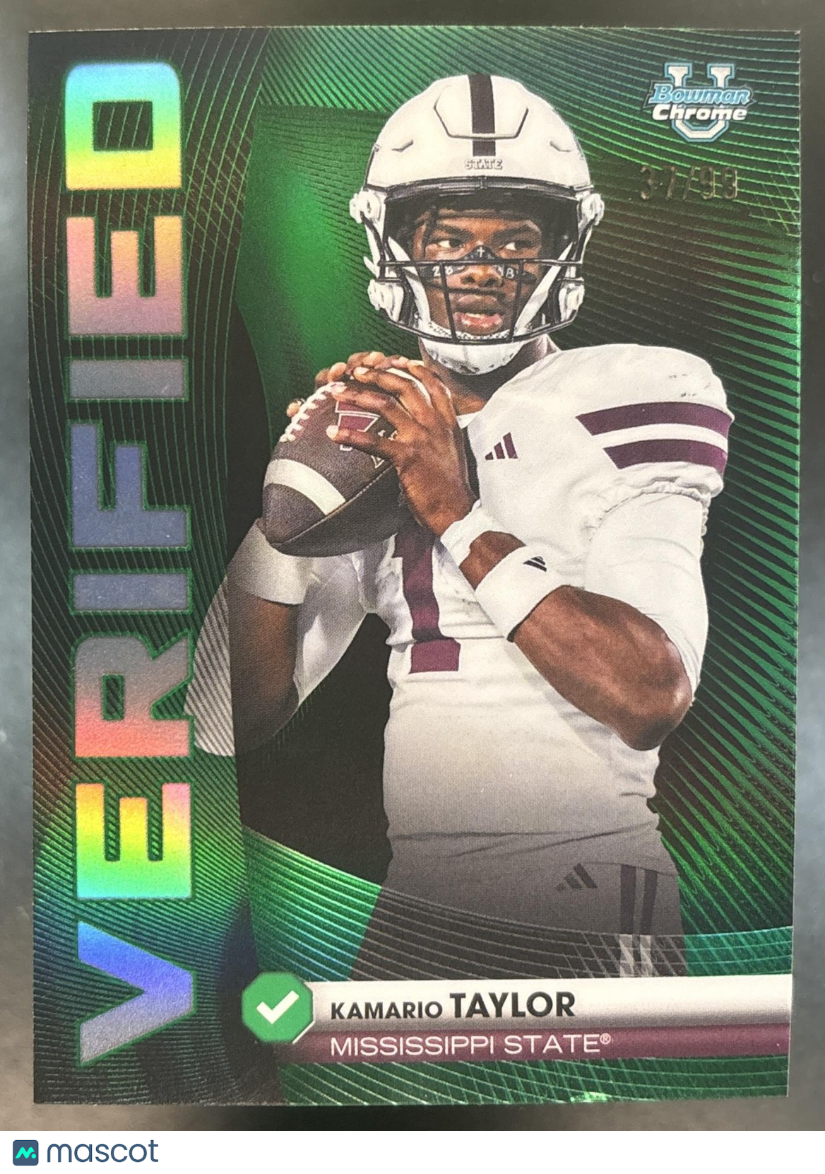 2026 Bowman Kamario Taylor Verified Chrome Green /99 Mississippi State Bulldogs