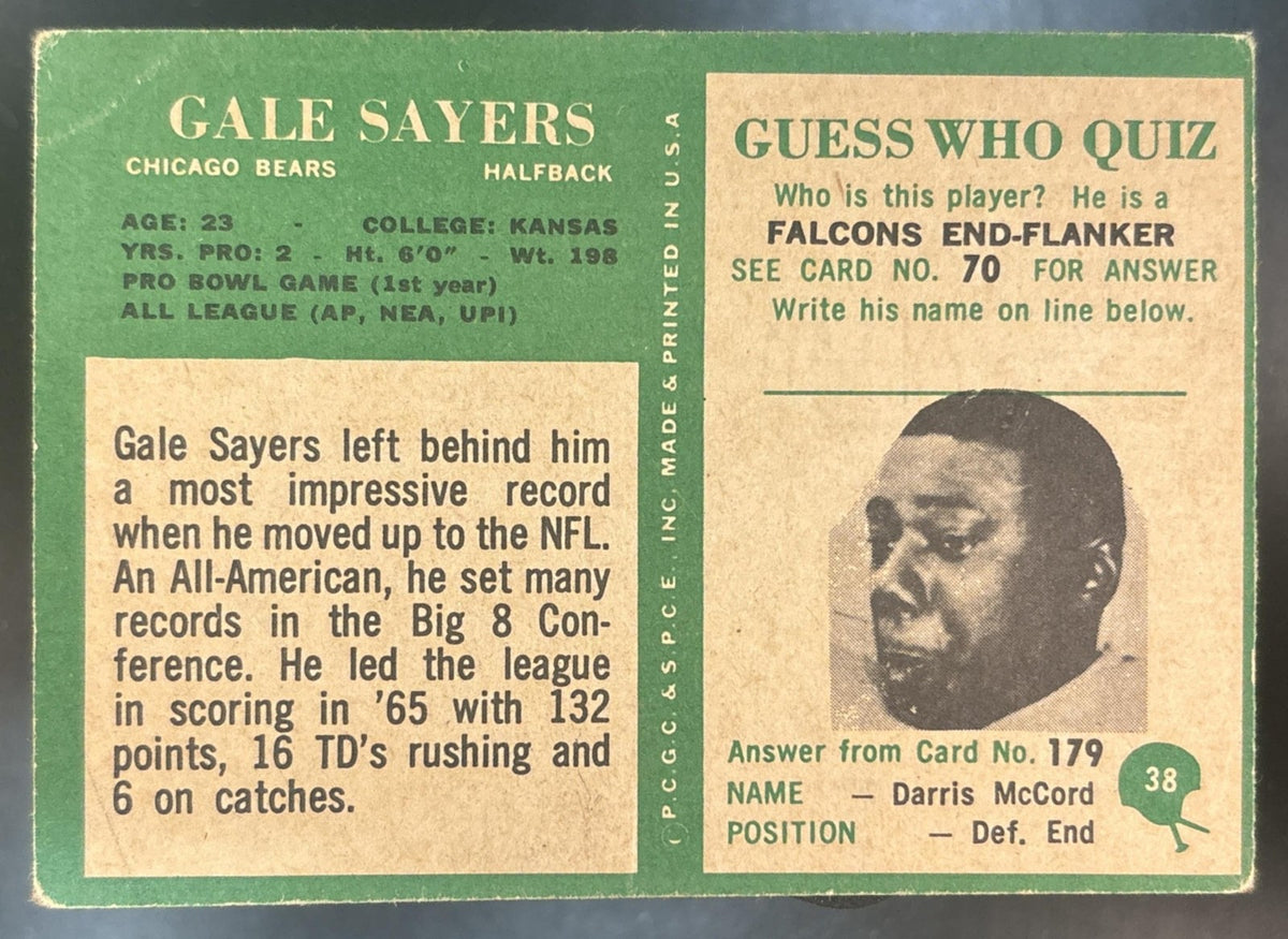 1966 Philadelphia Gale Sayers #38 RC Chicago Bears