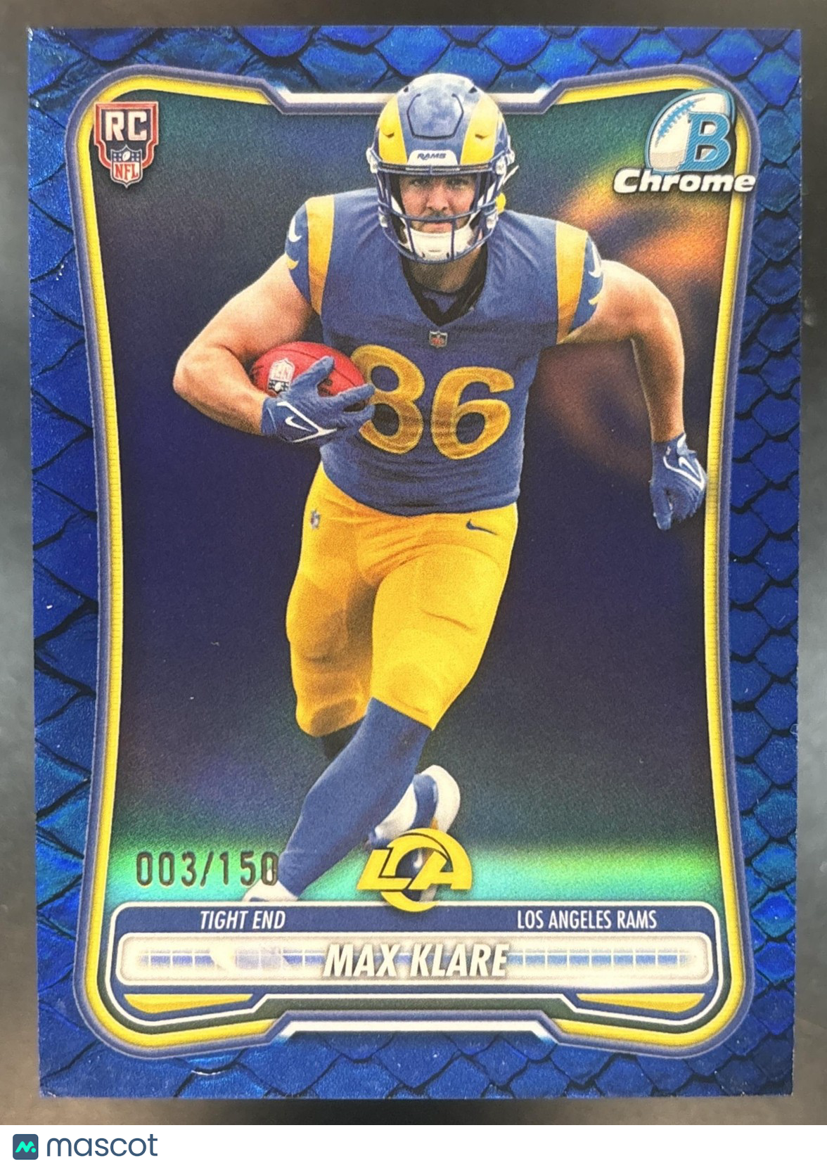 2026 Bowman Max Klare Chrome NFL Blue Reptilian /150 #BCV-160 RC Rams