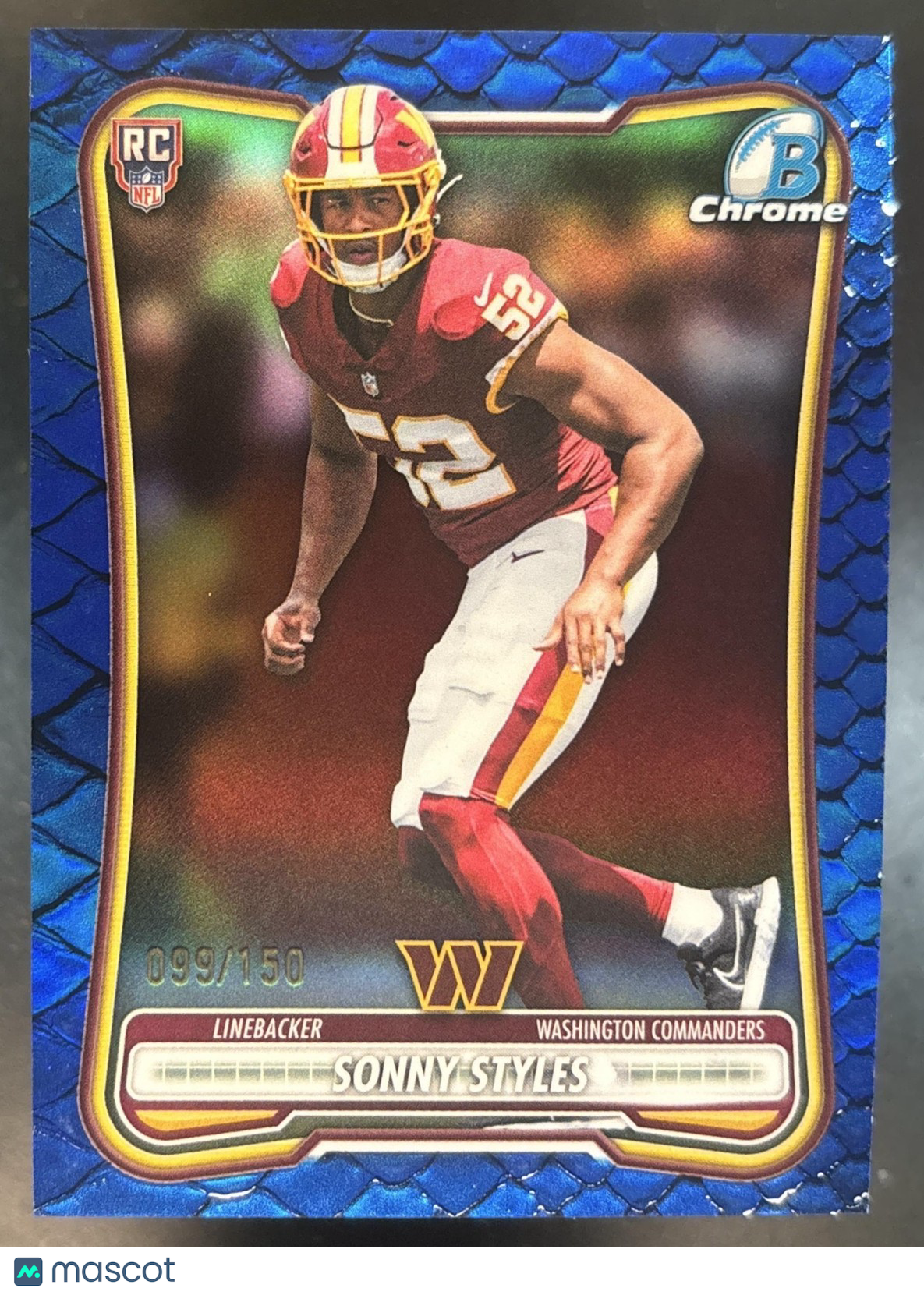 2026 Bowman Sonny Styles Chrome NFL Blue Reptilian /150 #BCV-183 RC Commanders
