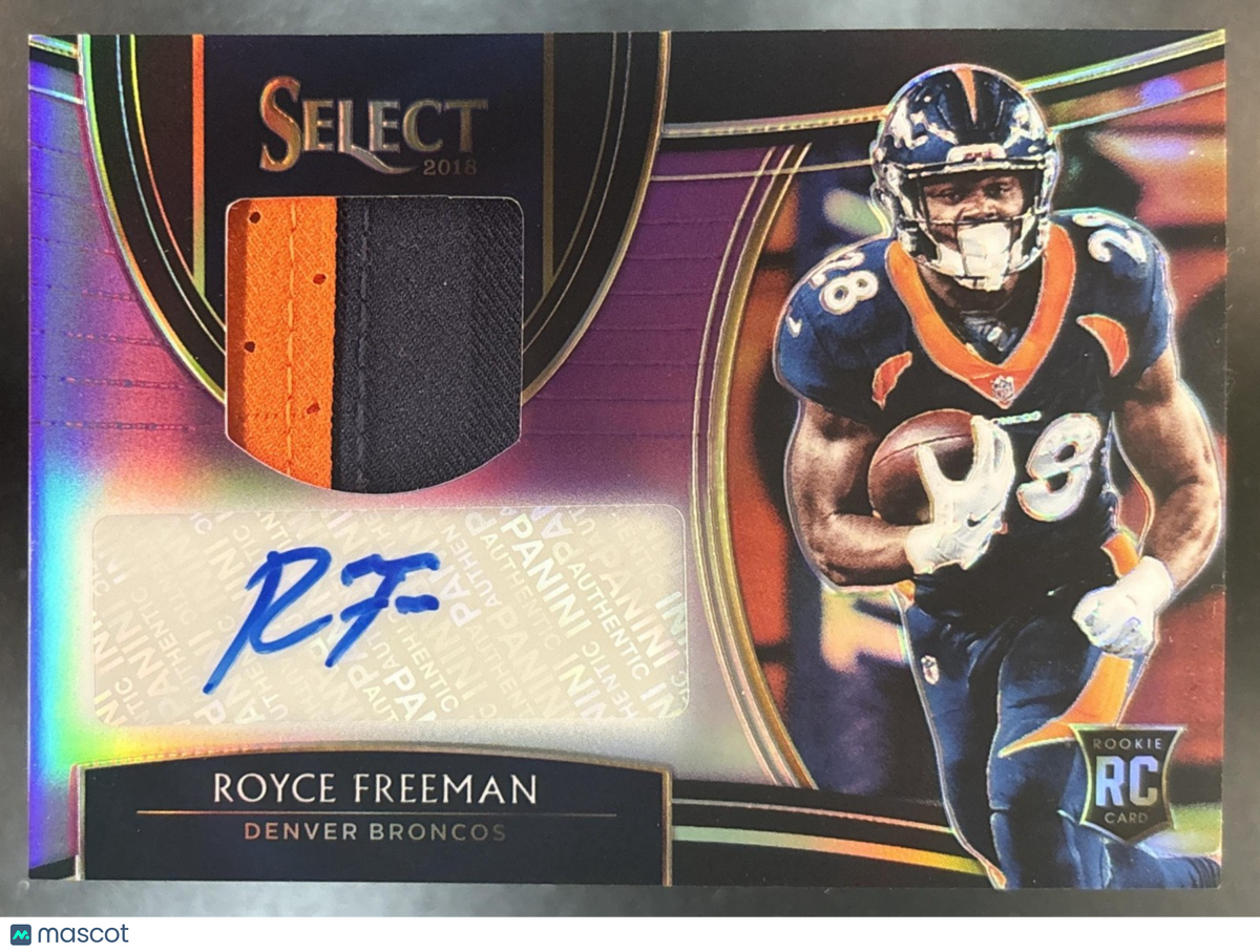 2018 Select Royce Freeman Rookie Signature Memorabilia Purple /49 MEM Auto RC