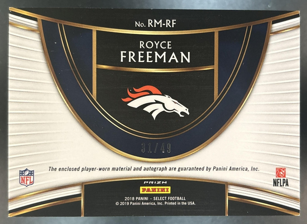 2018 Select Royce Freeman Rookie Signature Memorabilia Purple /49 MEM Auto RC