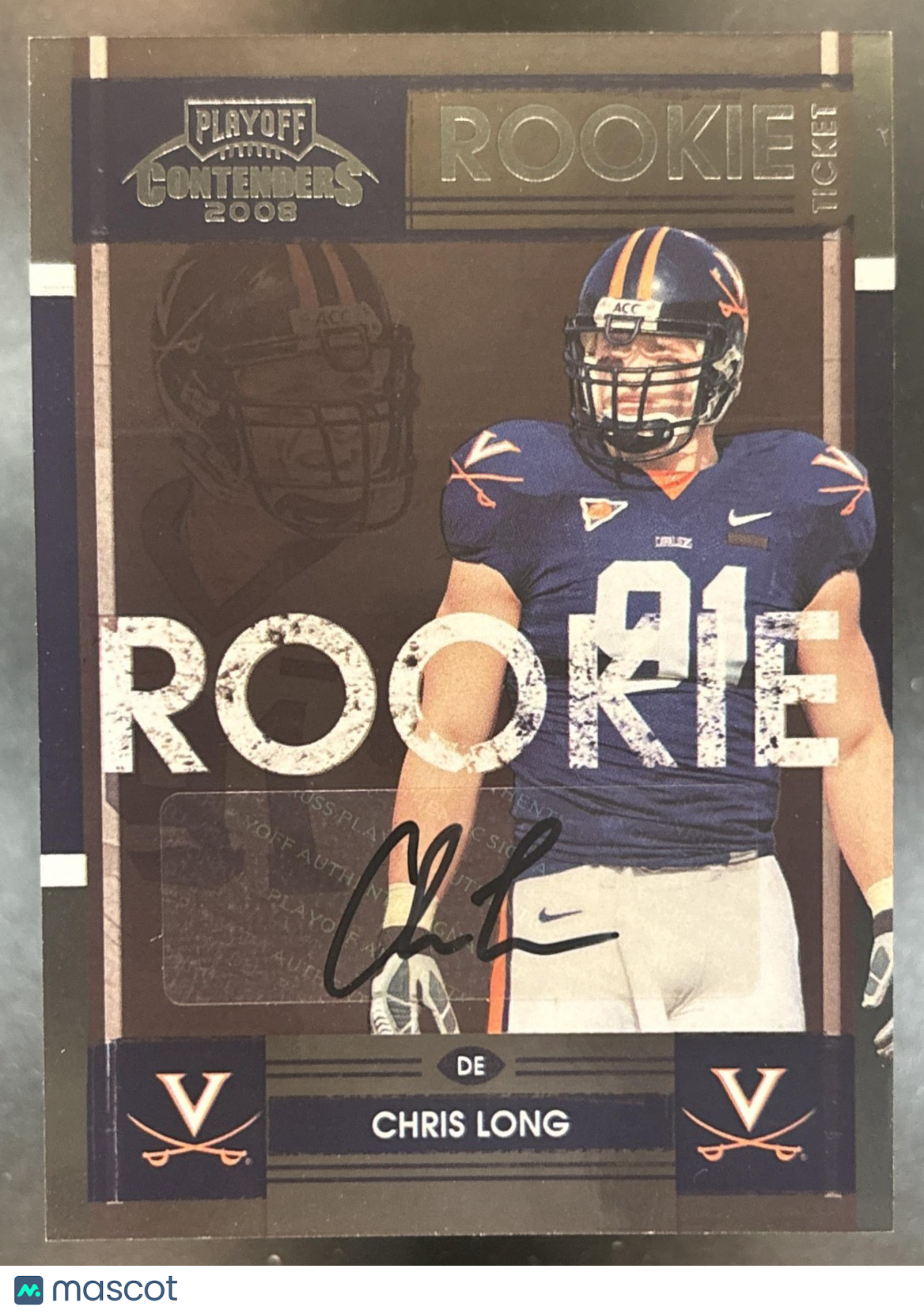 2008 Playoff Contenders Chris Long College Rookie Ticket Auto #4 RC
