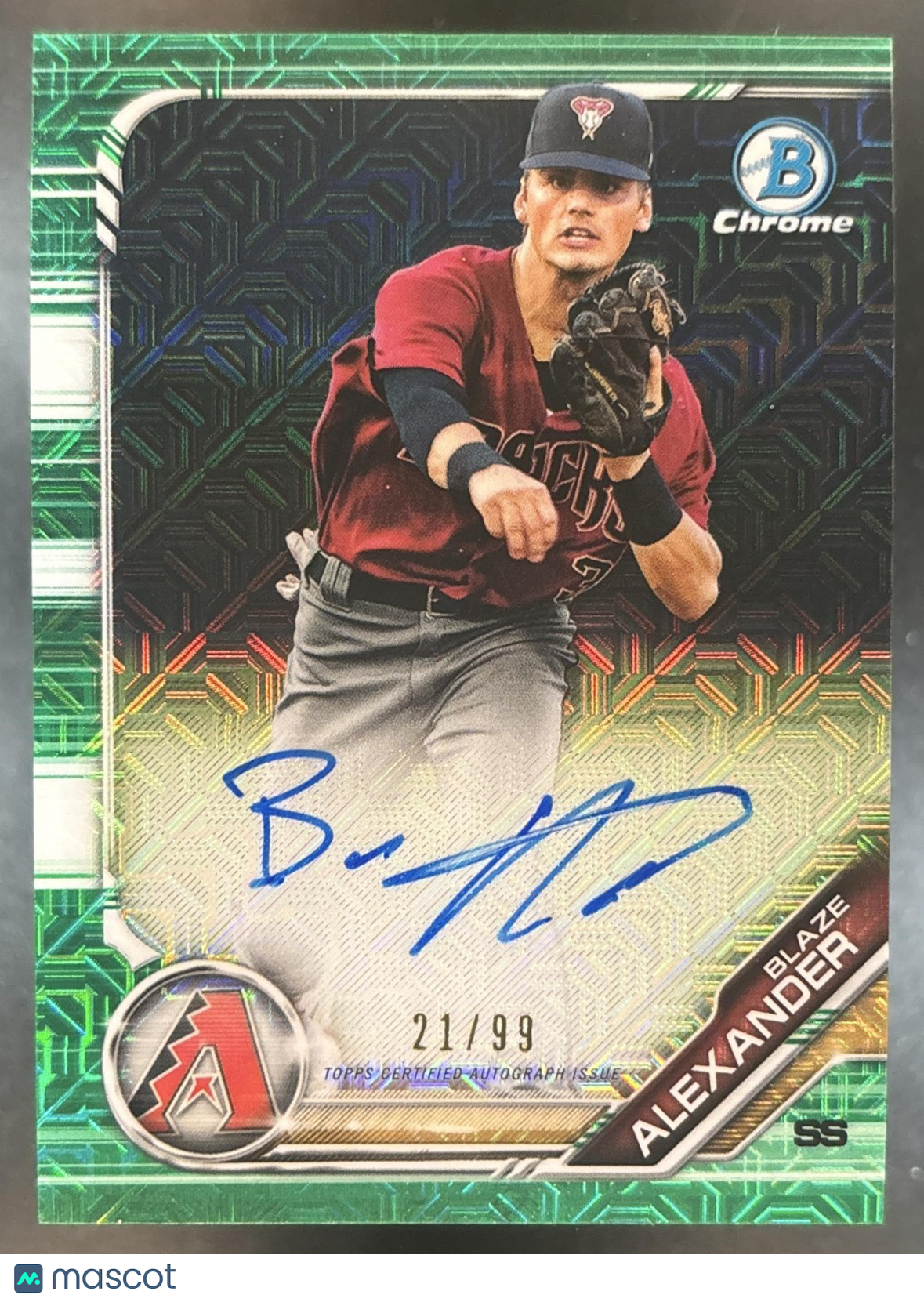 2019 Bowman Blaze Alexander Chrome Prospect Auto Mega Box Mojo Green /99